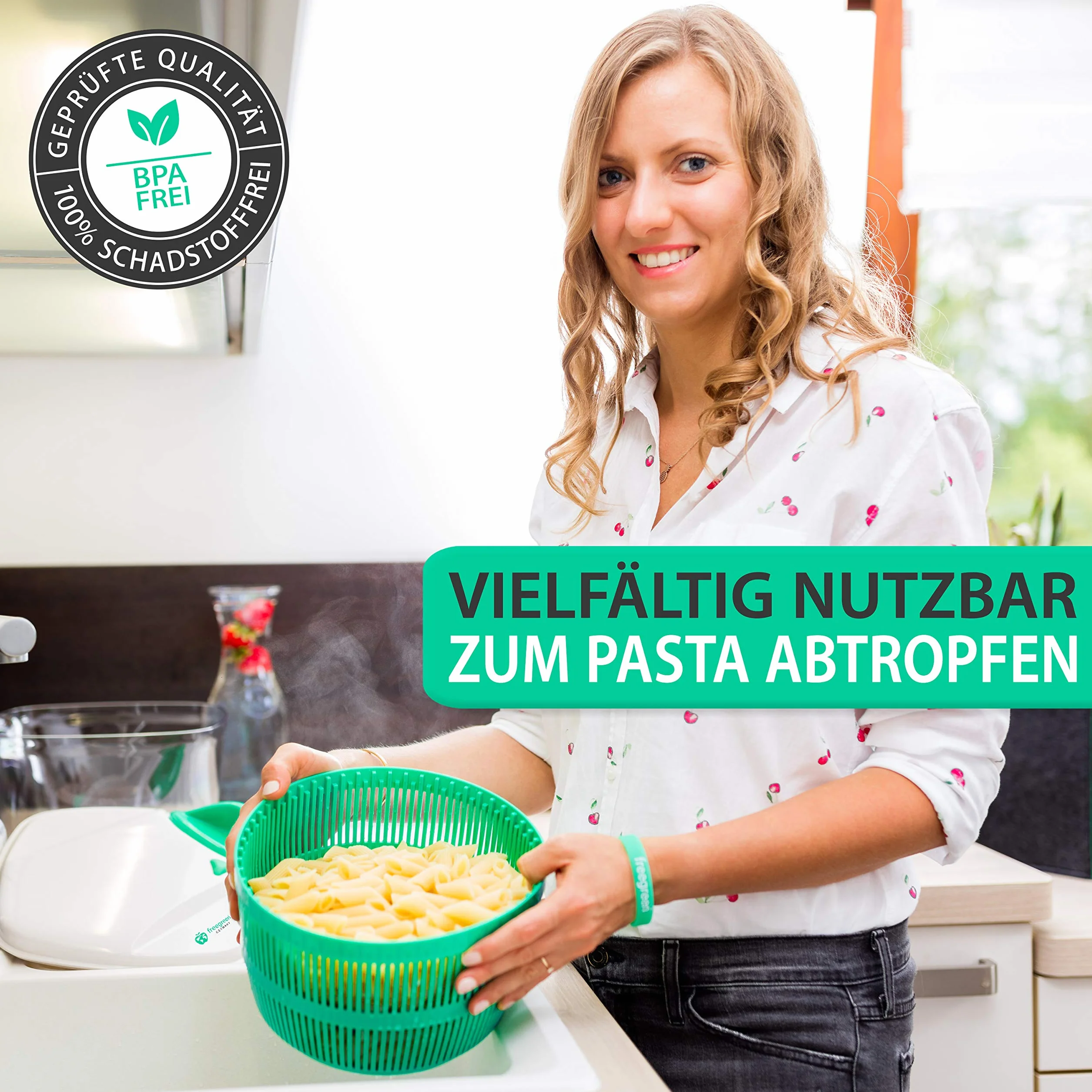 Freegreen Germany wirówka do sałaty 5 l z opatentowanym mechanizmem ciągnącym