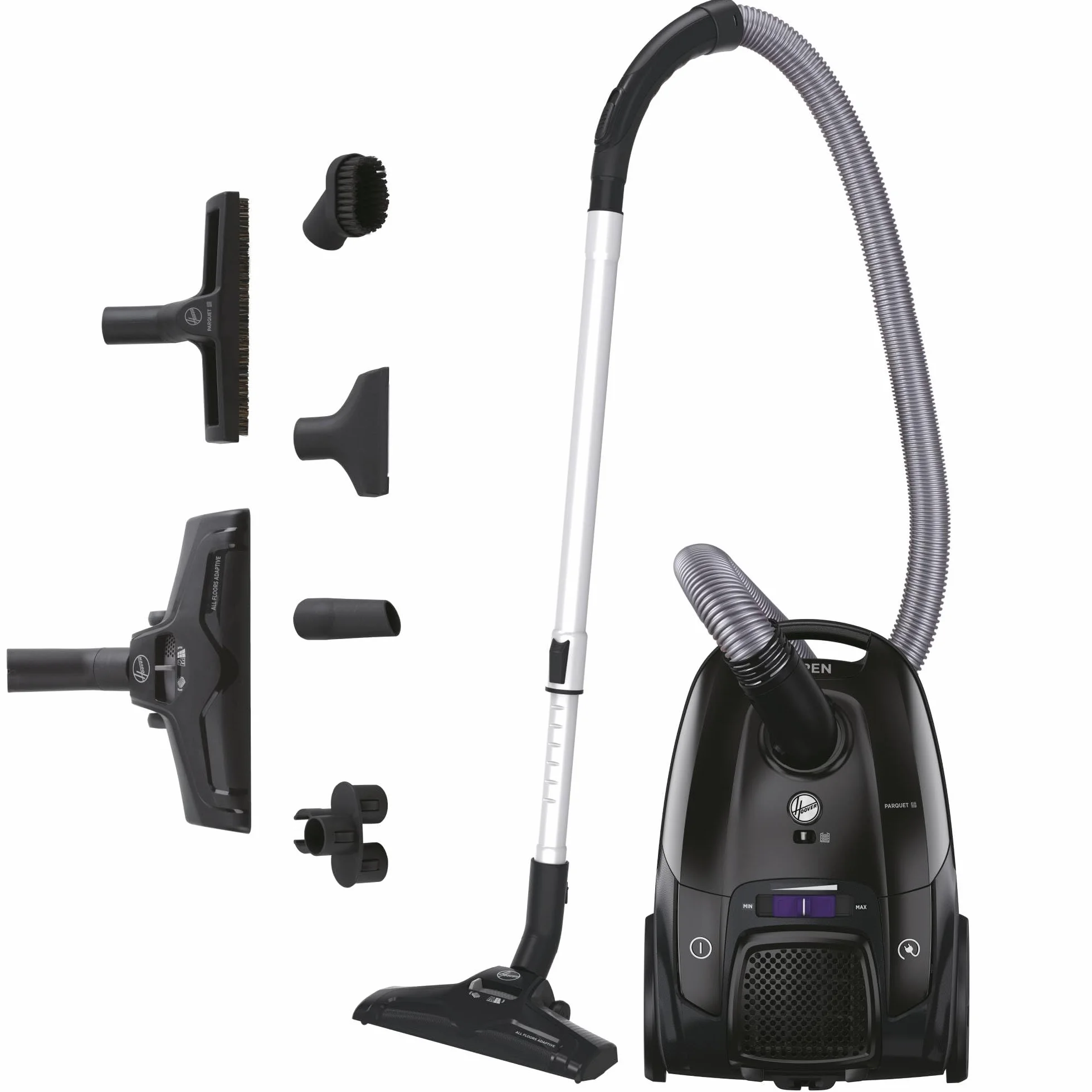 Hoover Telios odkurzacz podłogowy z workiem – kompaktowy, cichy 69 dBA, worek 3,5 l, lekki odkurzacz przewodowy, dysza do parkietu, zintegrowane akcesoria, promień roboczy 9,6 m, filtr pyłu EPA12