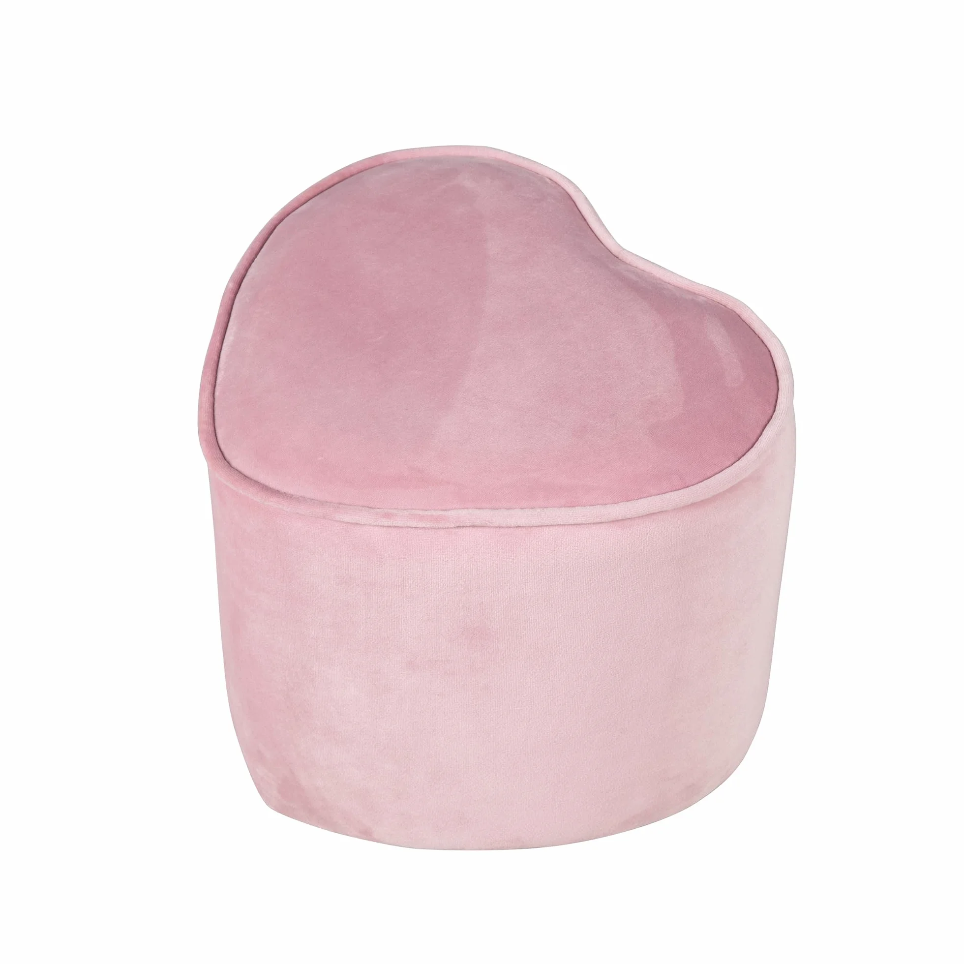 roba Taboret dziecięcy Lil Sofa w kształcie serca - Wygodny taboret w różowym welurowym materiale - Pufa do pokoju dziecięcego - Wysokość siedziska 24 cm