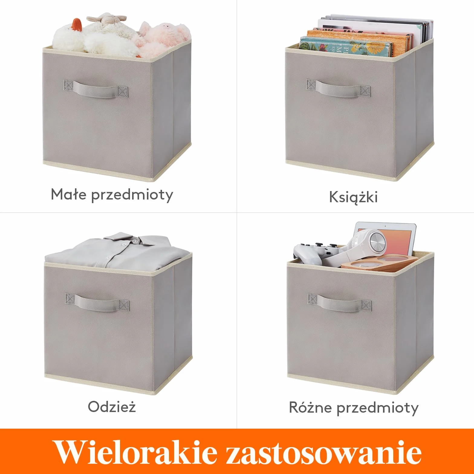 Lifewit 12 Pack składanych pudełek do przechowywania kostek, średniej wielkości dekoracyjne kosze do przechowywania, otwarte kostki do przechowywania z uchwytami, 33 x 33 x 33 cm, jasnoszary