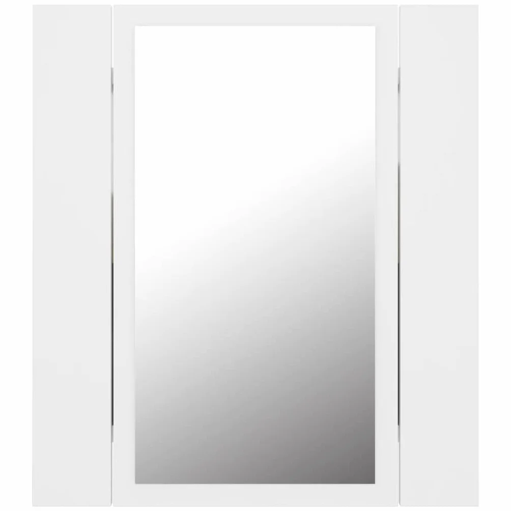 vidaXL Szafka łazienkowa z lustrem i LED, biała, 40x12x45 cm, akryl