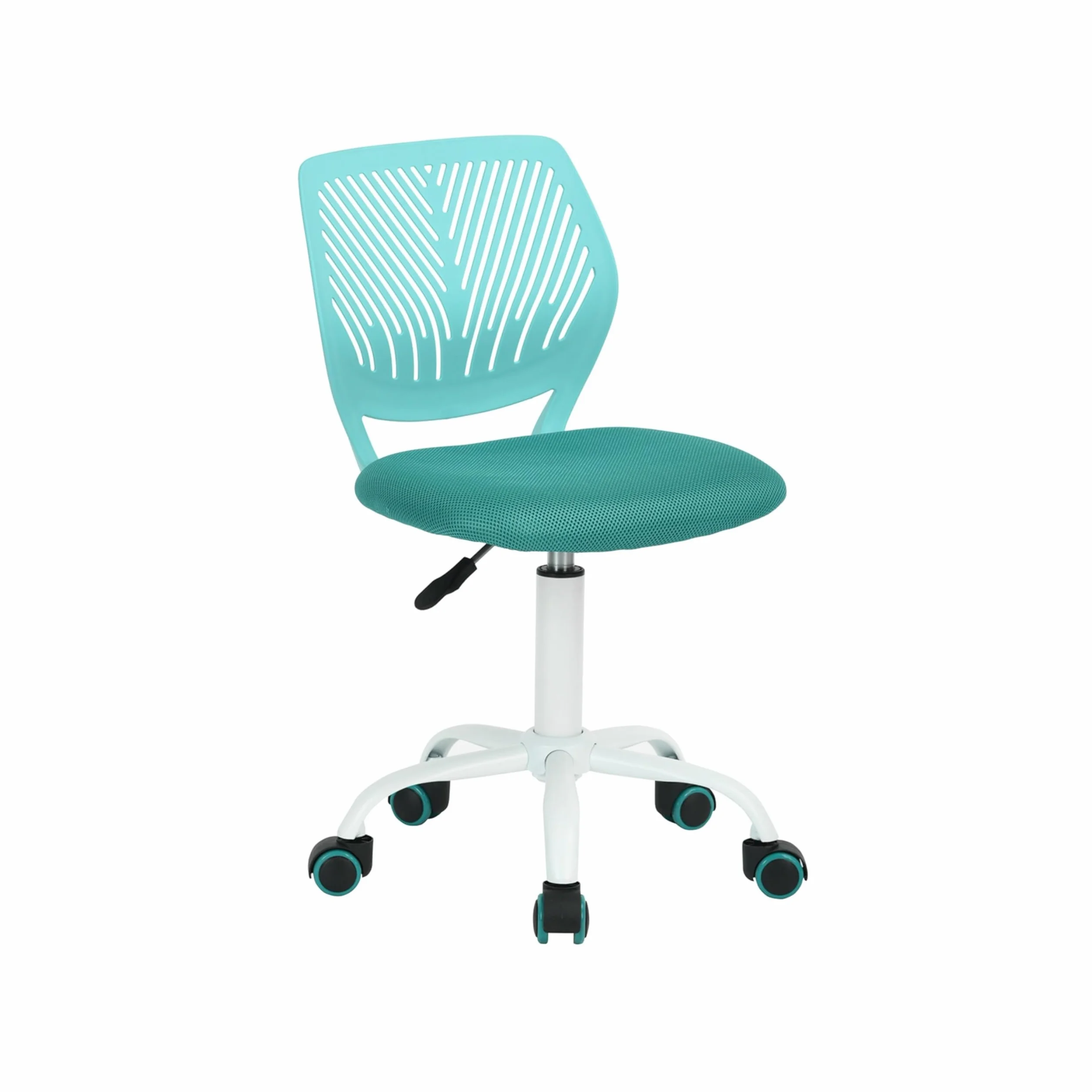 FurnitureR Krzesła obrotowe do jadalni, 1 szt., krzesło kuchenne, tapicerowane krzesło, krzesło obrotowe, wygodne krzesło z kółkami, oparcie, krzesło bez rękawów do jadalni, salonu, turkusowe, M