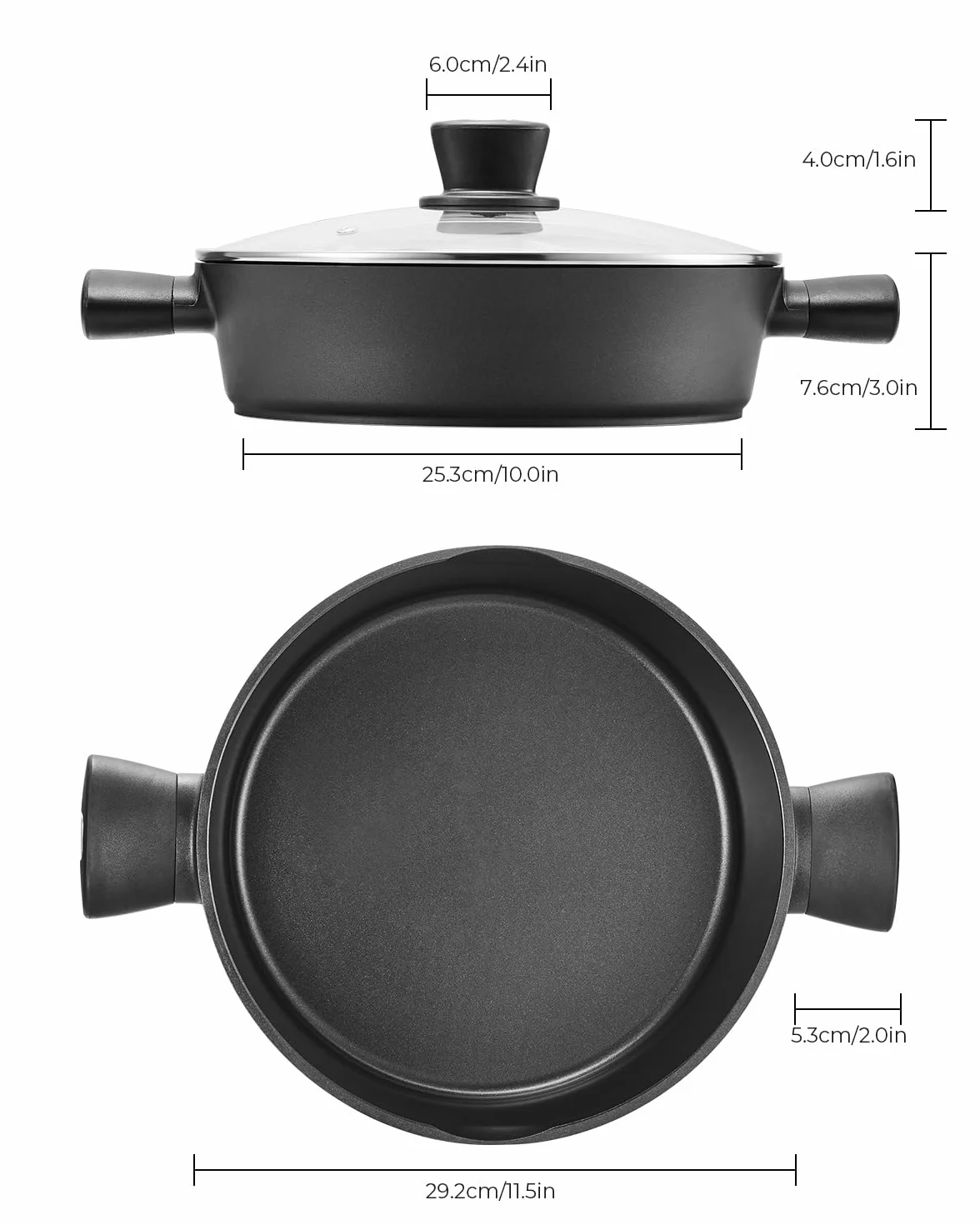 Fadware Patelnia indukcyjna z pokrywką, patelnia do duszenia z wysoką krawędzią, garnek do gotowania 28 cm/3,8 l z uchwytami zapobiegającymi oparzeniom, powłoka zapobiegająca przywieraniu, do smażenia
