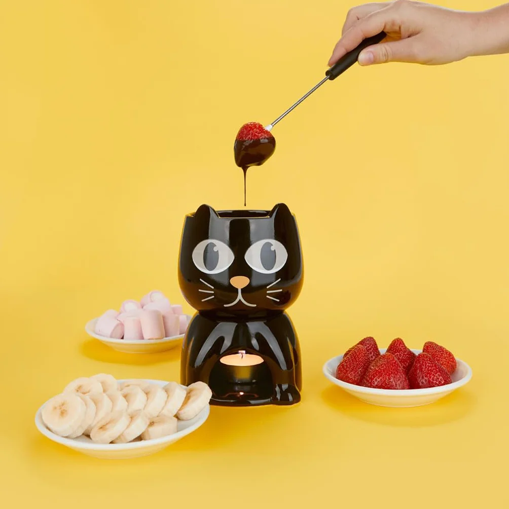 Balvi Fondue Termowrażliwy Kolor Czarny Ceramika Kot Otwiera Oczy Po Podgrzaniu