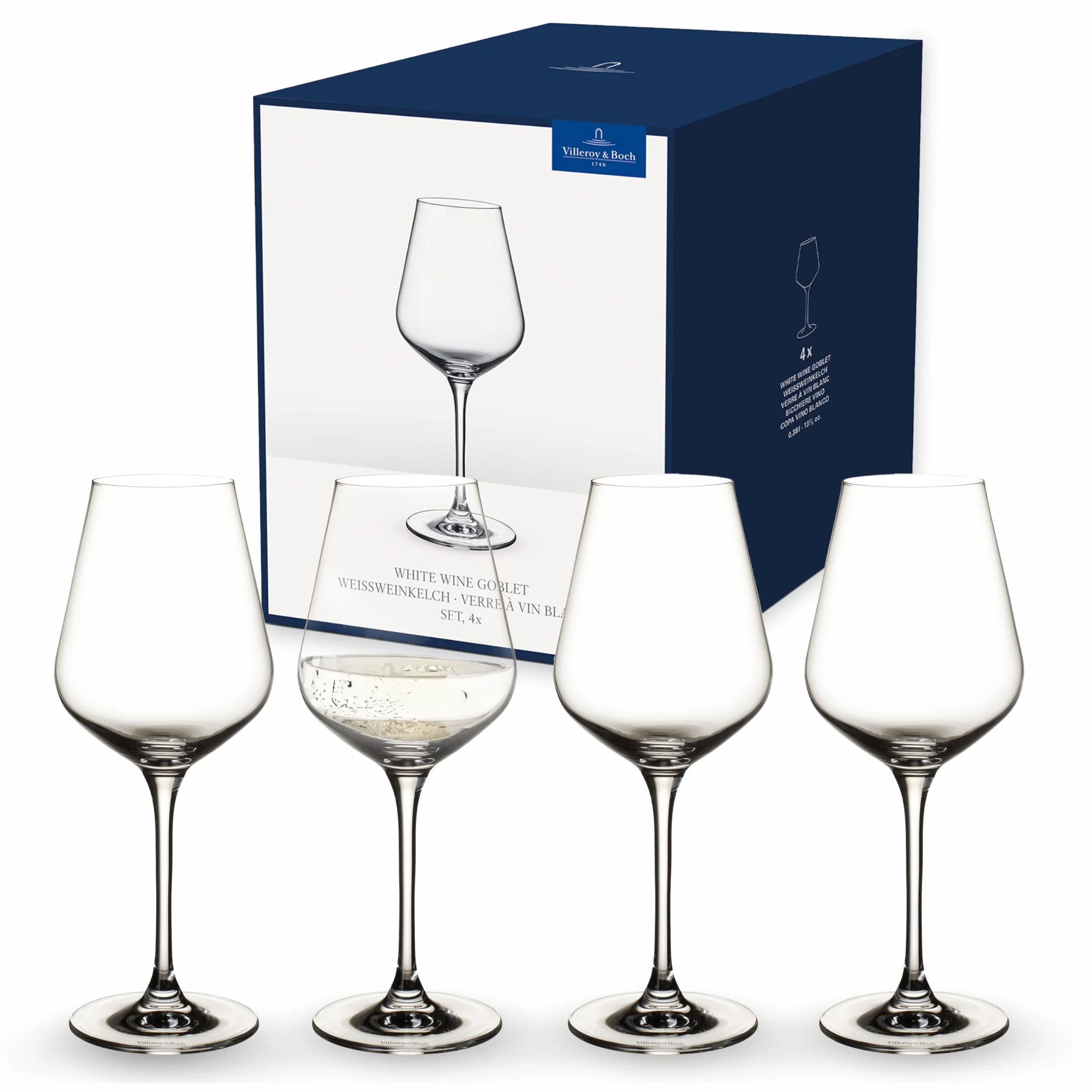 Villeroy & Boch - La Divina, Kieliszek do białego wina, zestaw 4 sztuki, 380ml, szkło kryształowe, można myć w zmywarce