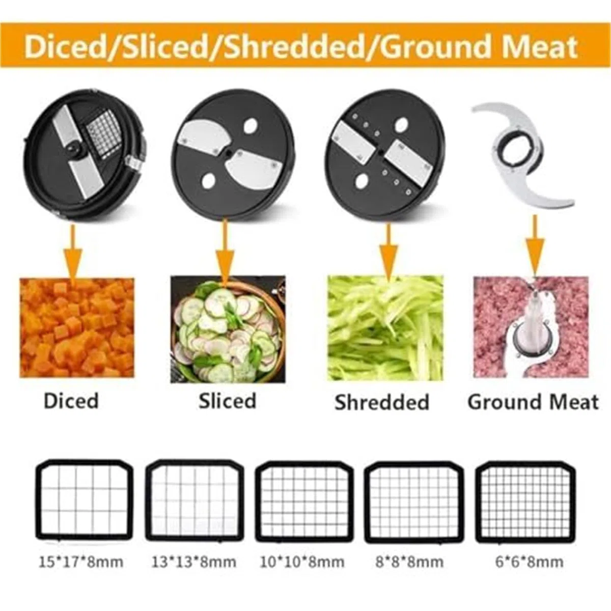 Elektryczny robot kuchenny 600 W do warzyw i mięsa, kostkarki, rozdrabniacza, tarki, młynka, blender do kuchni restauracji i gastronomii