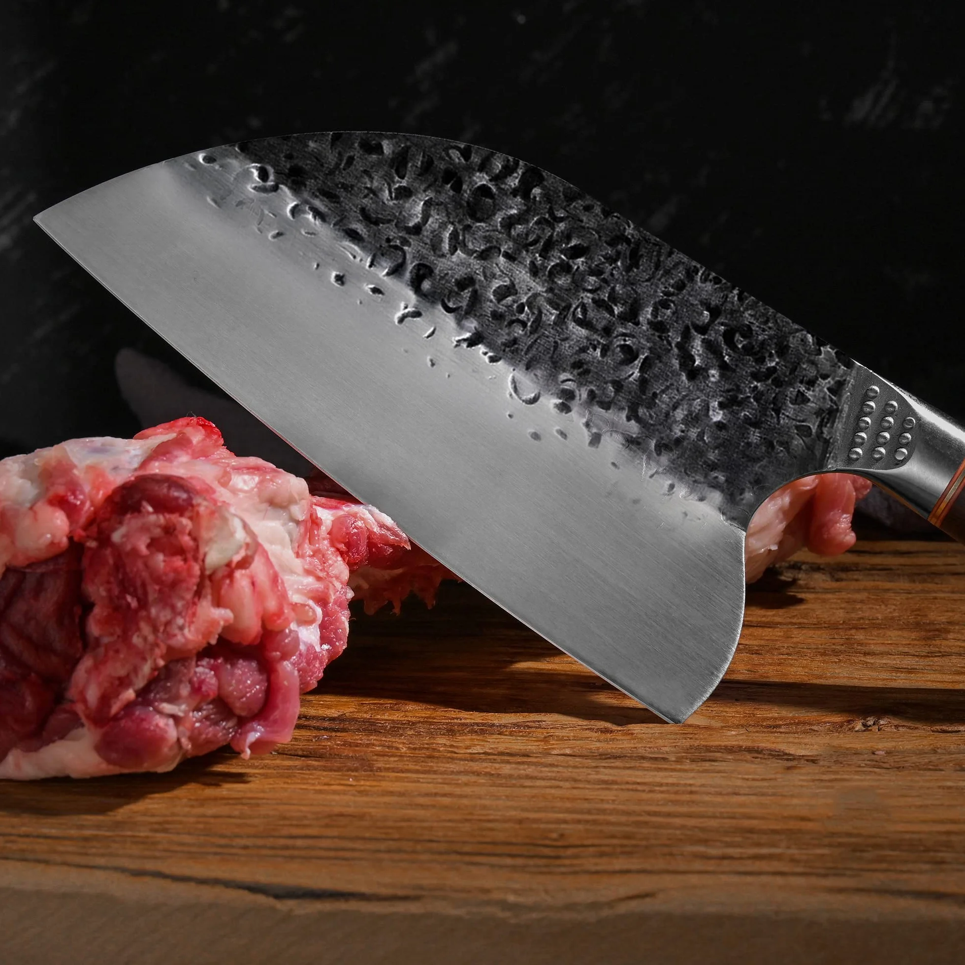 Nóż szefa kuchni Santoku do filetowania, mięsa, warzyw ze skórzaną pochwą