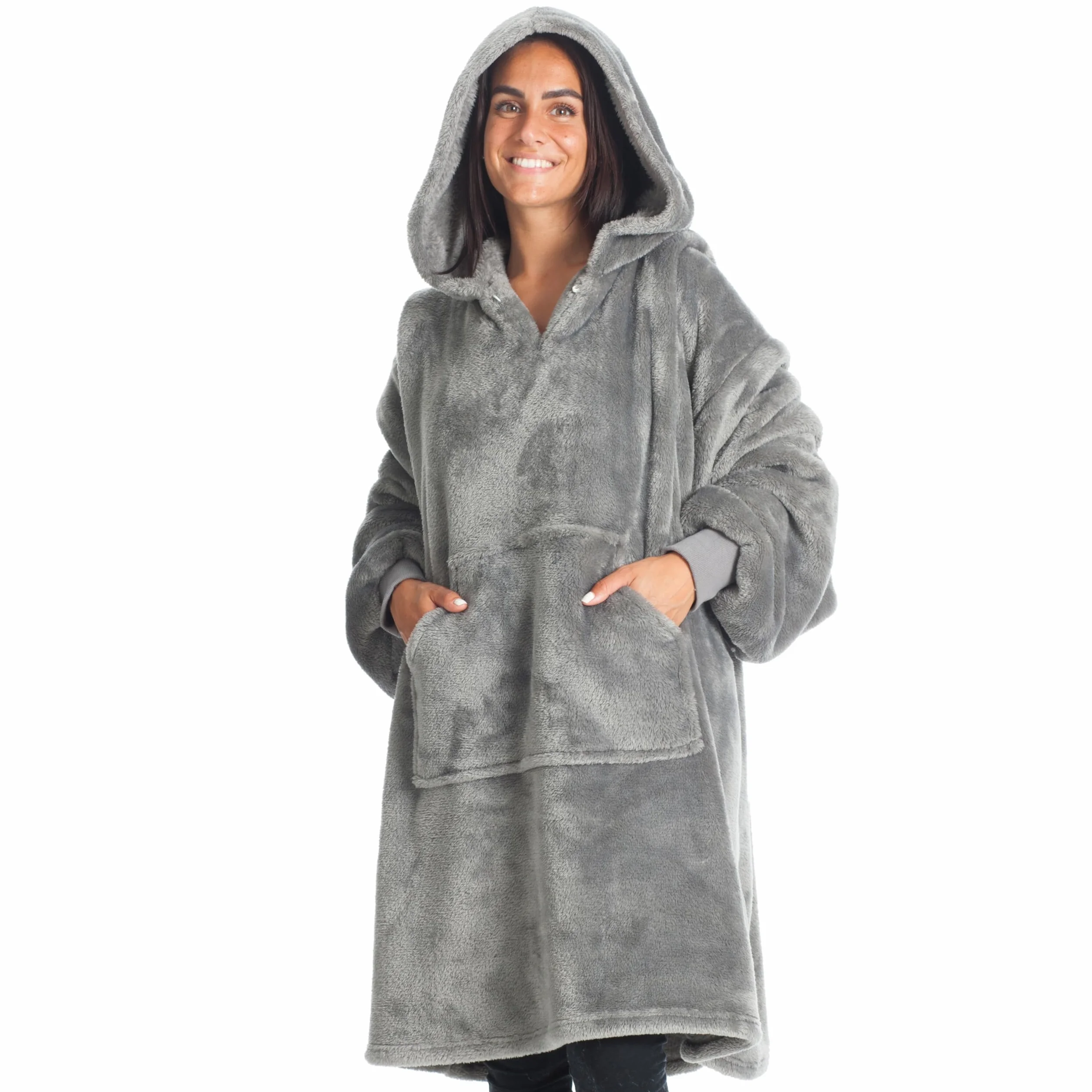 Koc Bluza z kapturem Oversize z kapturem, bluza, koc z rękawami, bluza polarowa 100% mikrofibra koc polarowy, rozmiar oversize dla dorosłych, ponczo