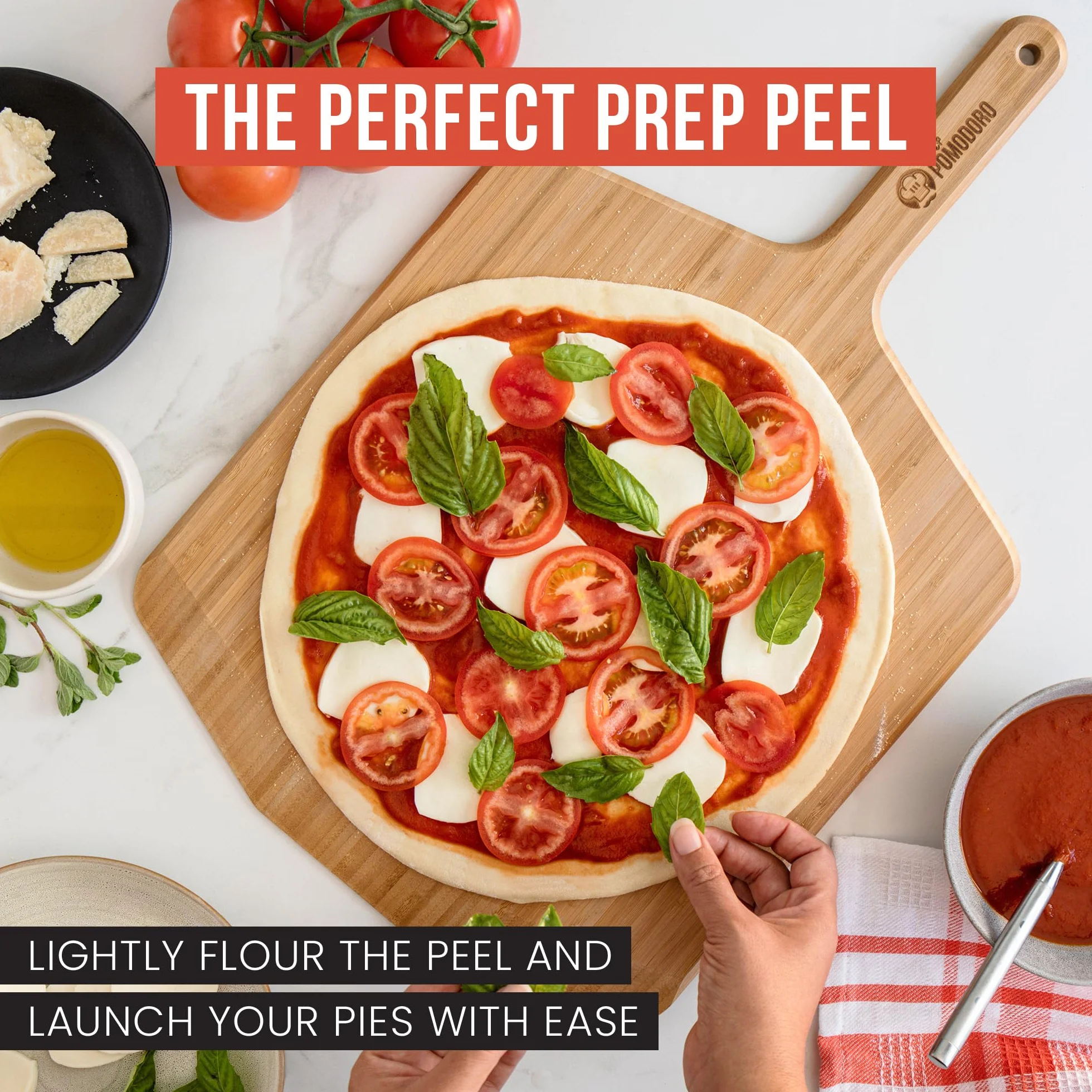 Chef Pomodoro 40,6 cm Bambusowa łopata do pizzy z drewnianym uchwytem Gourmet