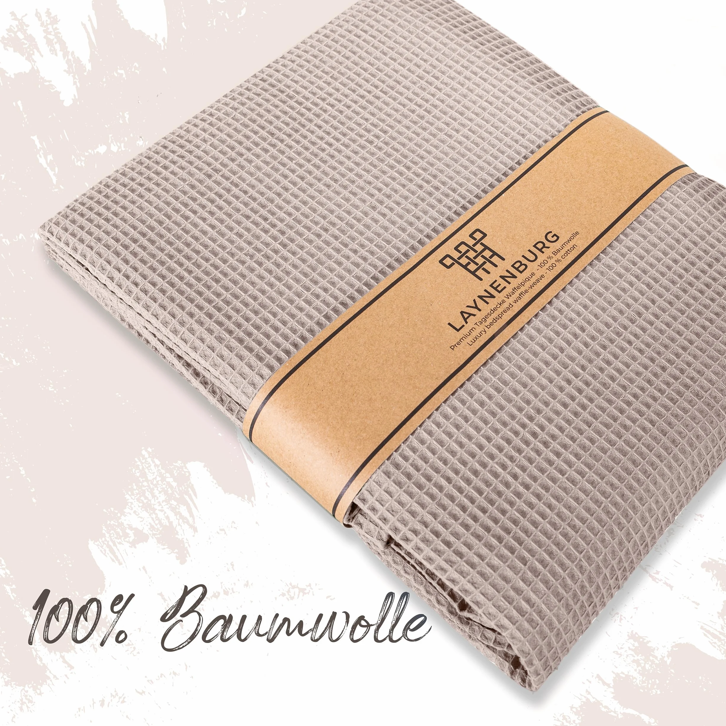LAYNENBURG Narzuta premium 180 x 220 cm - Waflowa pique 100% bawełna - lekka narzuta domowa o wyglądzie waflowym - narzuta bawełniana jako narzuta na łóżko, narzuta na sofę, narzuta na kanapę - koc na