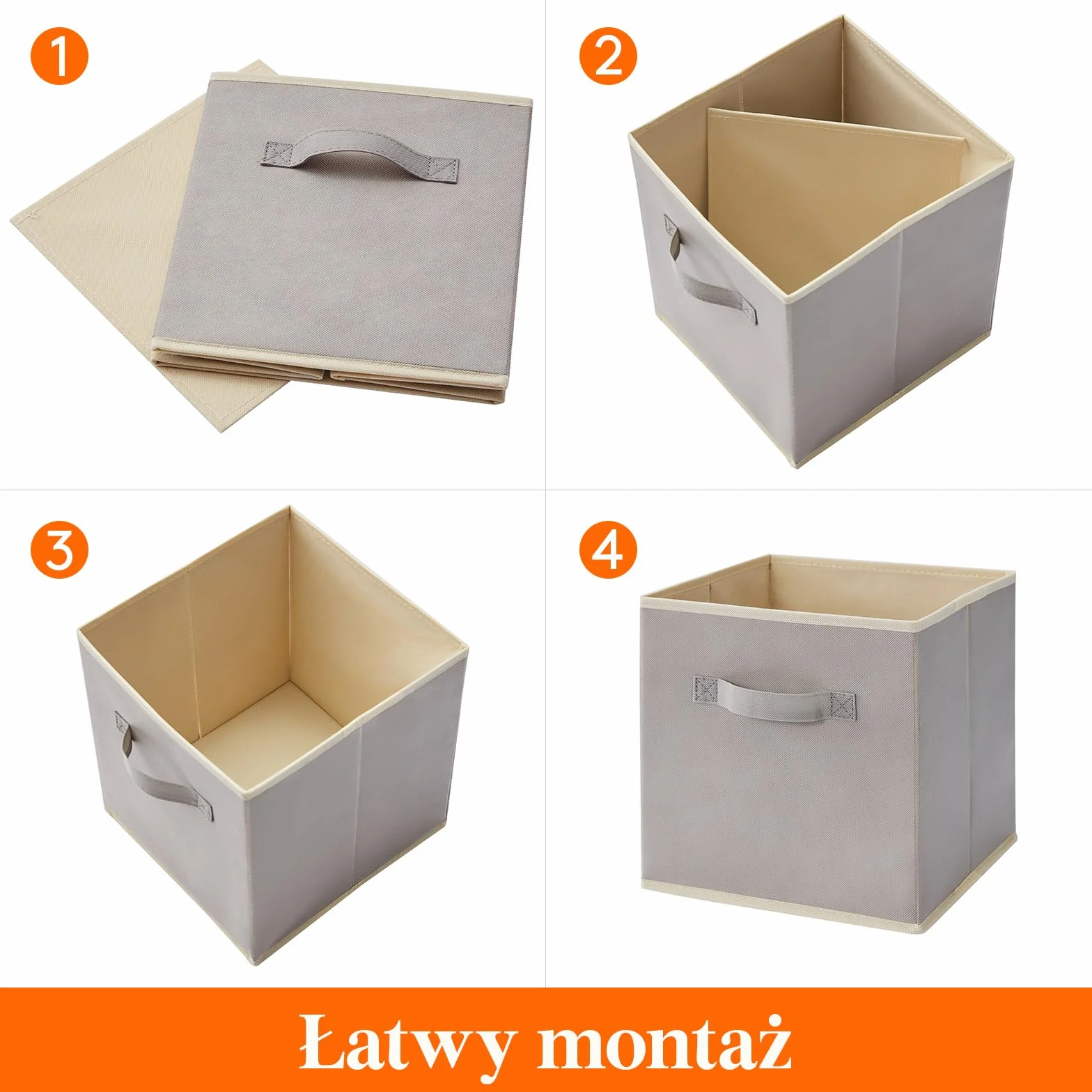 Lifewit 12 Pack składanych pudełek do przechowywania kostek, średniej wielkości dekoracyjne kosze do przechowywania, otwarte kostki do przechowywania z uchwytami, 33 x 33 x 33 cm, jasnoszary