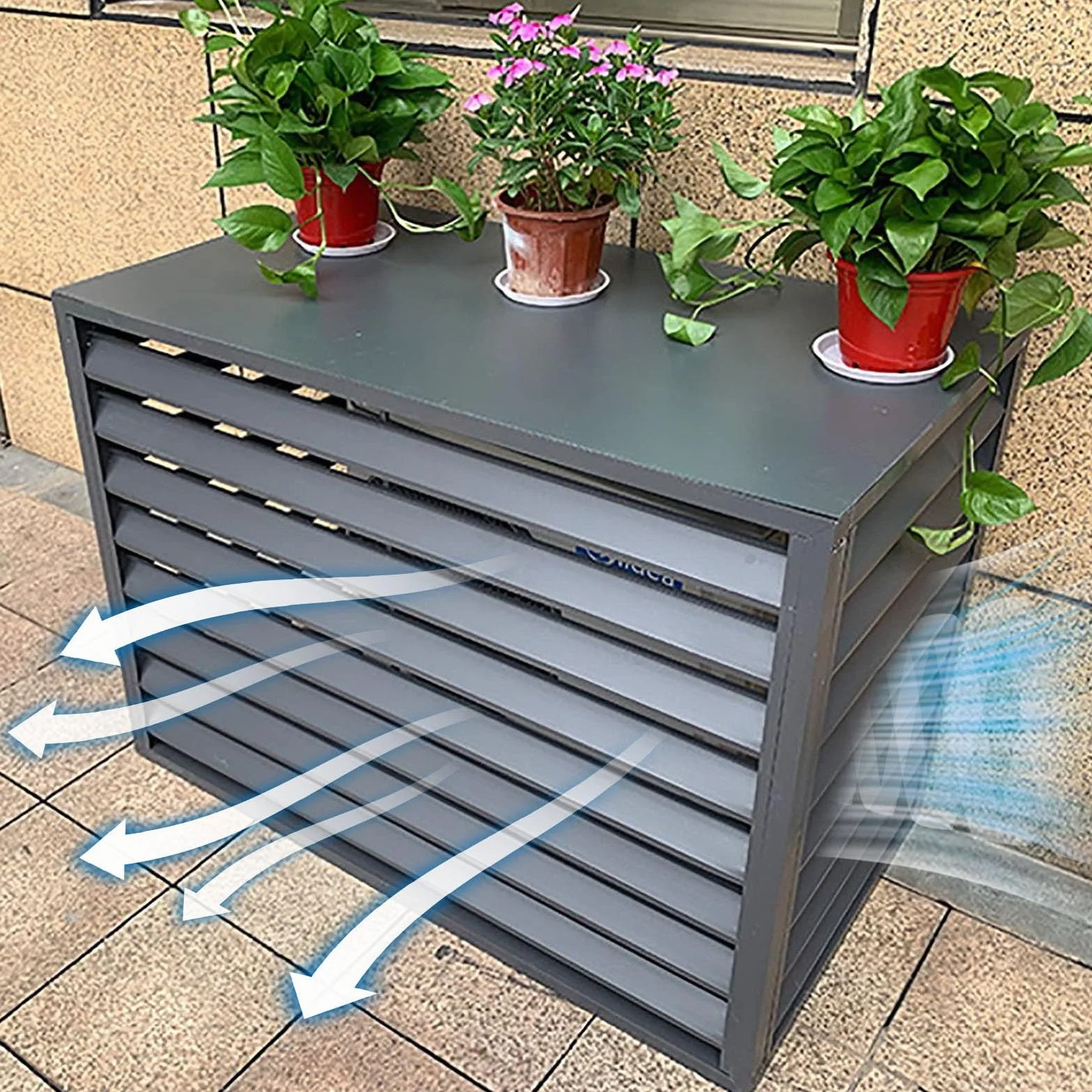 Osłony Klimatyzatorów na Zewnątrz z Aluminium, Ekrany Prywatności, Panele Ogrodzeniowe do Klimatyzatorów, Kosze Na Śmieci, Izolacja Zwierząt Domowych, Opadłych Liści, Zabezpieczenie Antykradzieżowe(Gr