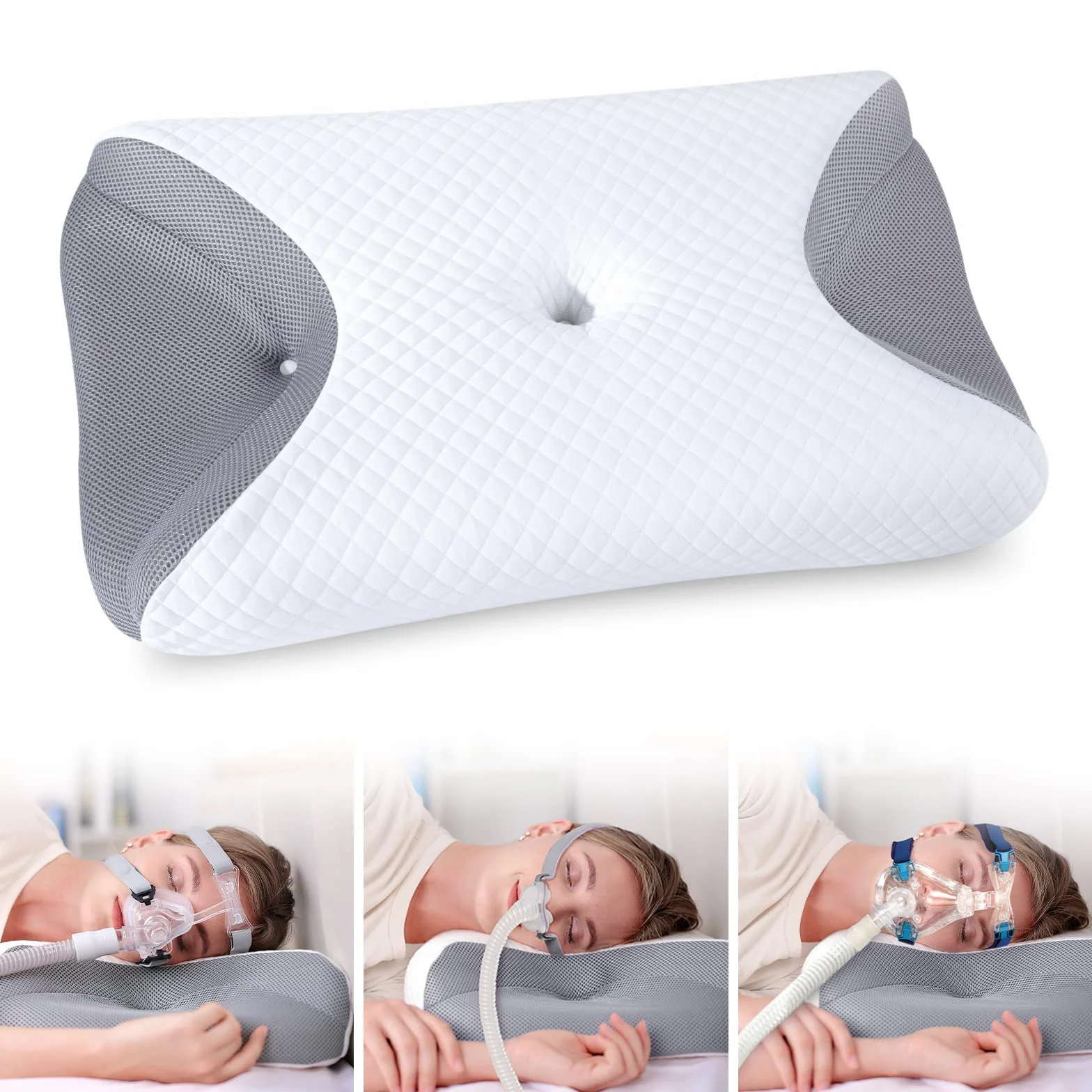 HOMCA Poduszka CPAP Memory Foam 65x40x9/11cm Szary