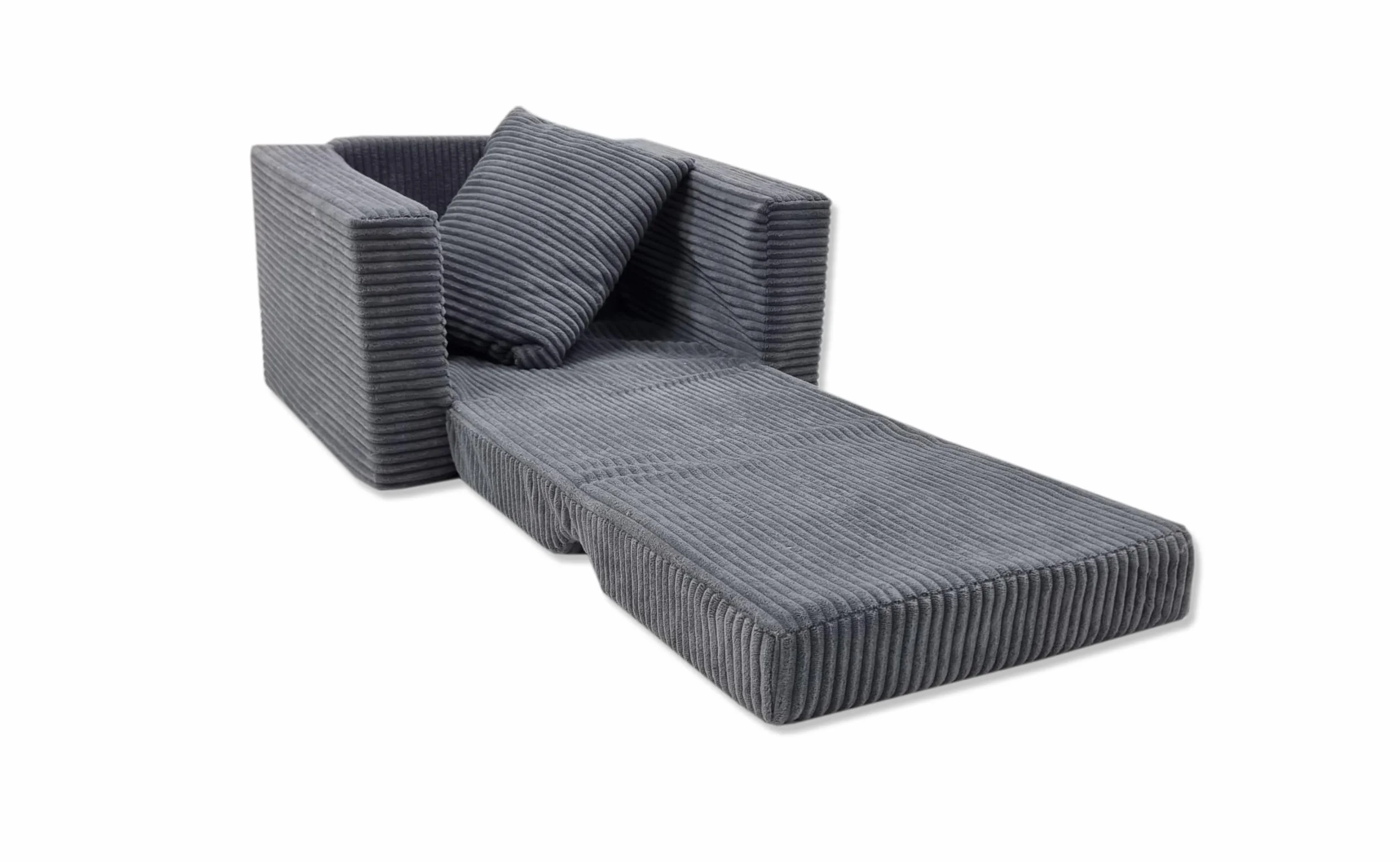 Odolplusz Składany fotel dziecięcy | Sofa dziecięca Mini-fotel dziecięcy Fotel przytulny | Meble dziecięce do pokoju dziecięcego | (sztruksowy grafit)