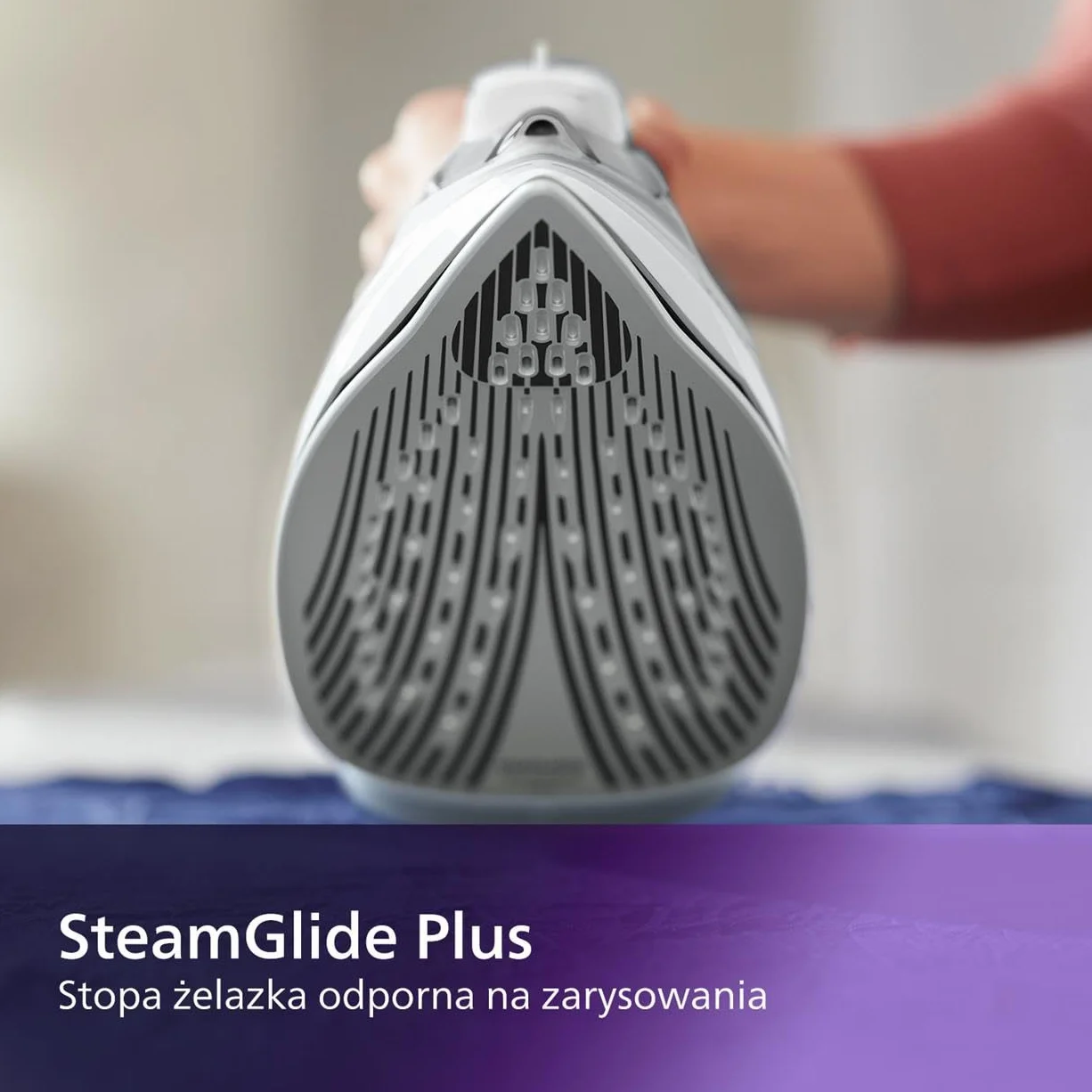 Philips Żelazko Parowe z serii 5000-2400W, Strumień pary 40g/min, Silne uderzenie pary 160g, Pionowy strumień pary, Stopa żelazka SteamGlide Plus, Białe/Szare (DST5010/10)