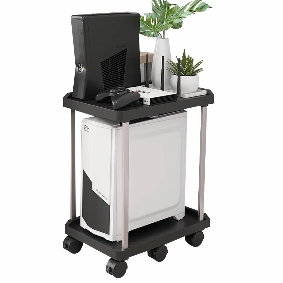 Mobilny stojak na komputer 2-poziomowy z kółkami ATX PC