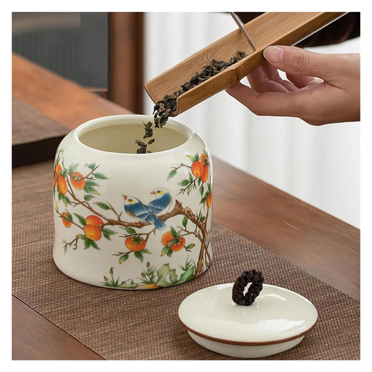 Słoiki z herbatą Ceramiczny pojemnik na herbatę z pokrywką Vintage chińskie puszki na herbatę puszka do kuchni herbata kawa do salonu półka prezent D
