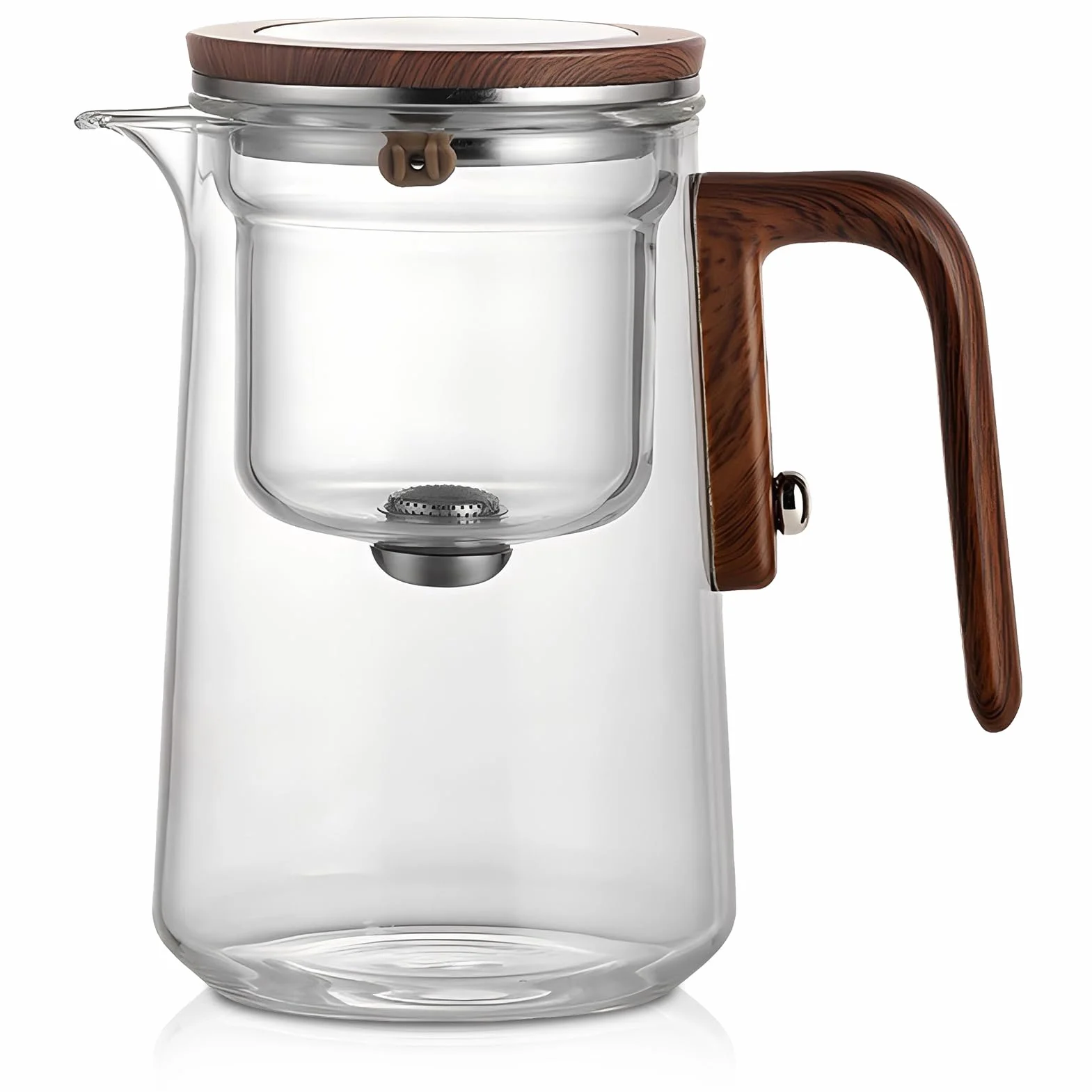 Magiczny szklany czajniczek z wypełniaczem wody i sitkiem – dozownik kontroli prasy Enchantipot do dobrego samopoczucia i popołudniowej herbaty (800 ml)