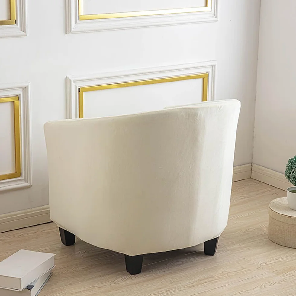 Chesterfield elastyczny pokrowiec na fotel, 1-osobowy, aksamitny, pokrowiec na krzesło, 2 sztuki, pokrowiec na fotel, kolor beżowy