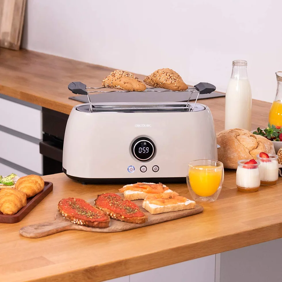 Cecotec ClassicToast 15000 Beige ExtraDouble cyfrowy toster 2 szerokie długie otwory