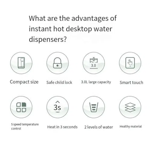 Błyskawiczny dozownik wody instant, 5 ustawień temperatury, szybkie ogrzewanie w sekundach, 3L pojemność, cicha praca dla kawy Kitchen Countertop Use