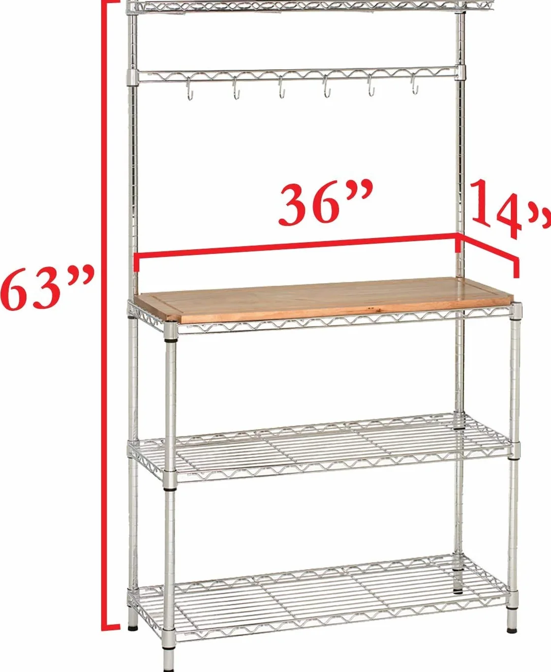 Seville Classics Stojak piekarniczy do kuchni, blat z litego drewna, 35,6 x 91,4 x 160 cm, cynkowy