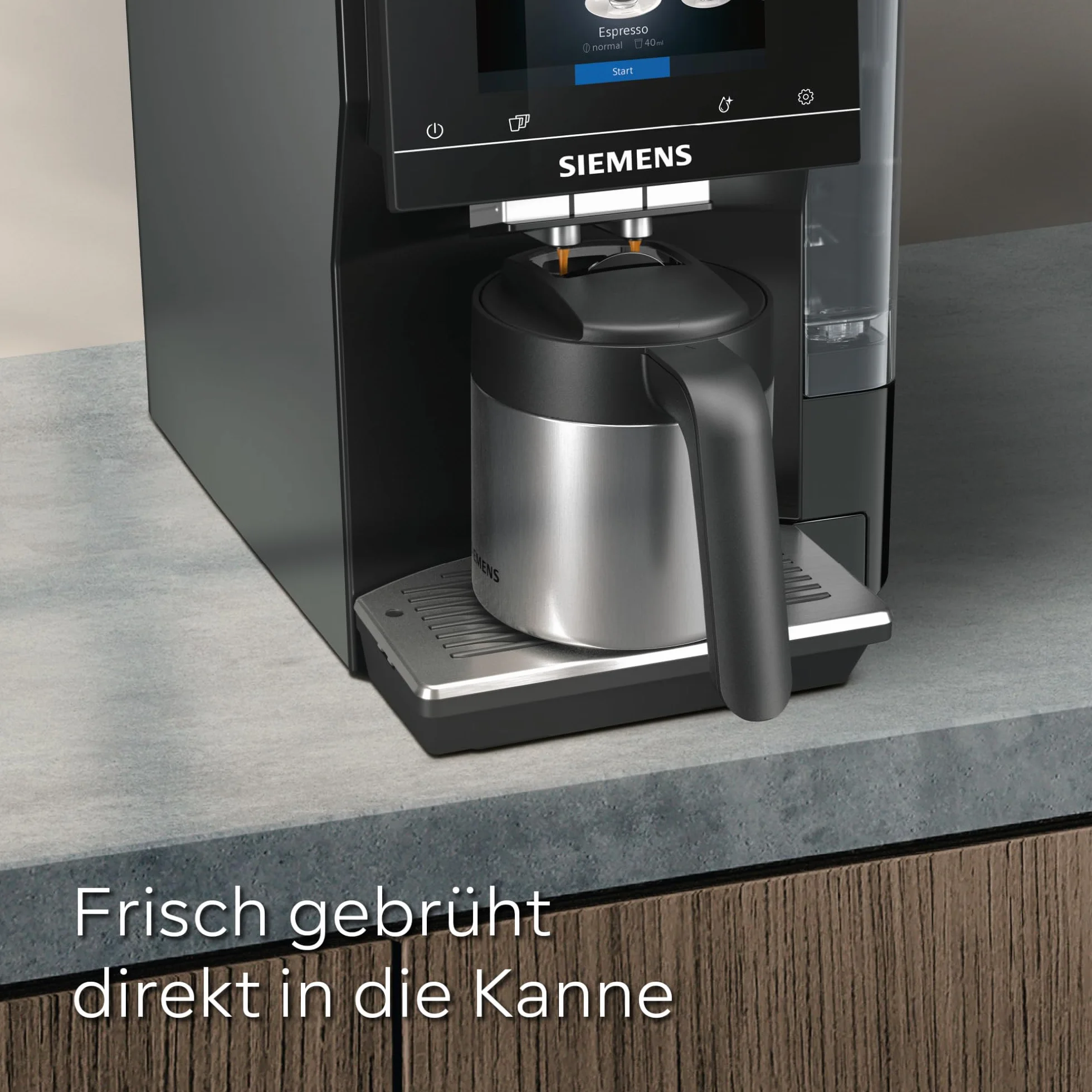 Siemens Termiczny dzbanek do kawy TZ40001, bezpośrednie parzenie z ekspresu do kawy, funkcja utrzymania ciepła, przesuwna pokrywa, łatwy do czyszczenia, idealny do EQ500, EQ700, EQ6 Plus i EQ900, 1 l,