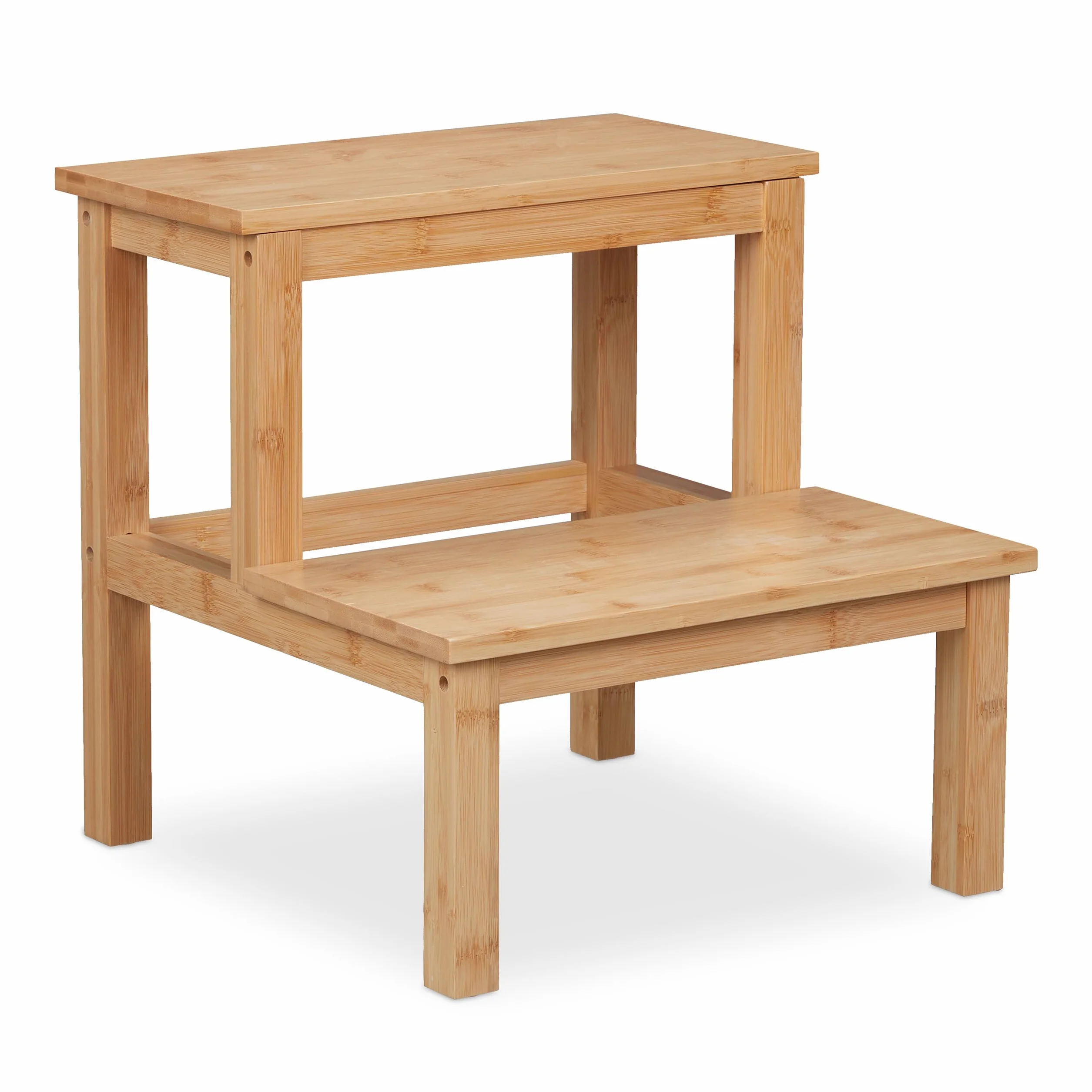 Relaxdays Taboret 2-stopniowy Bambus 100 kg 40x40x40,5 cm Naturalny