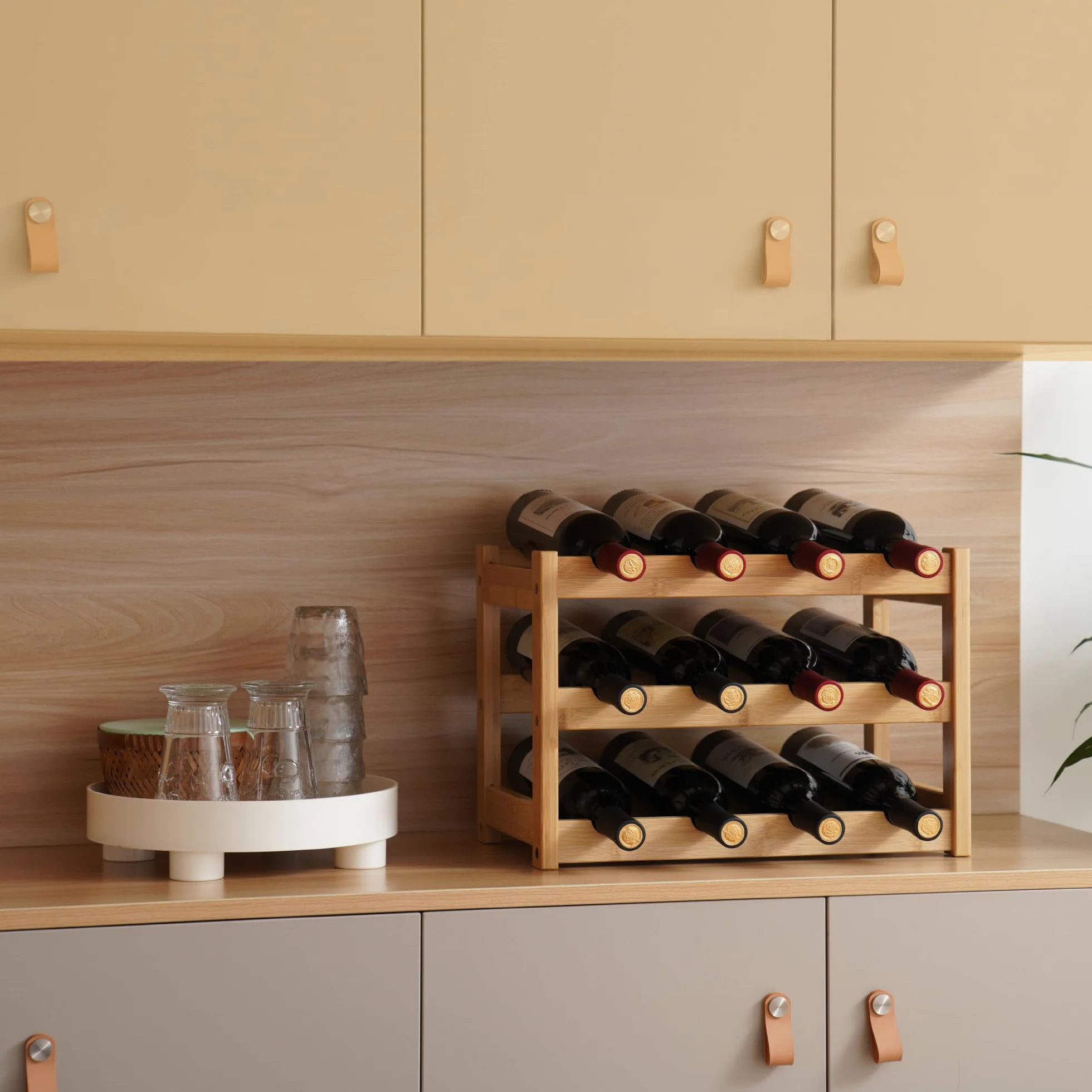 VASMIA Regał na wino z bambusa - 12 butelek, naturalny 777VAS003