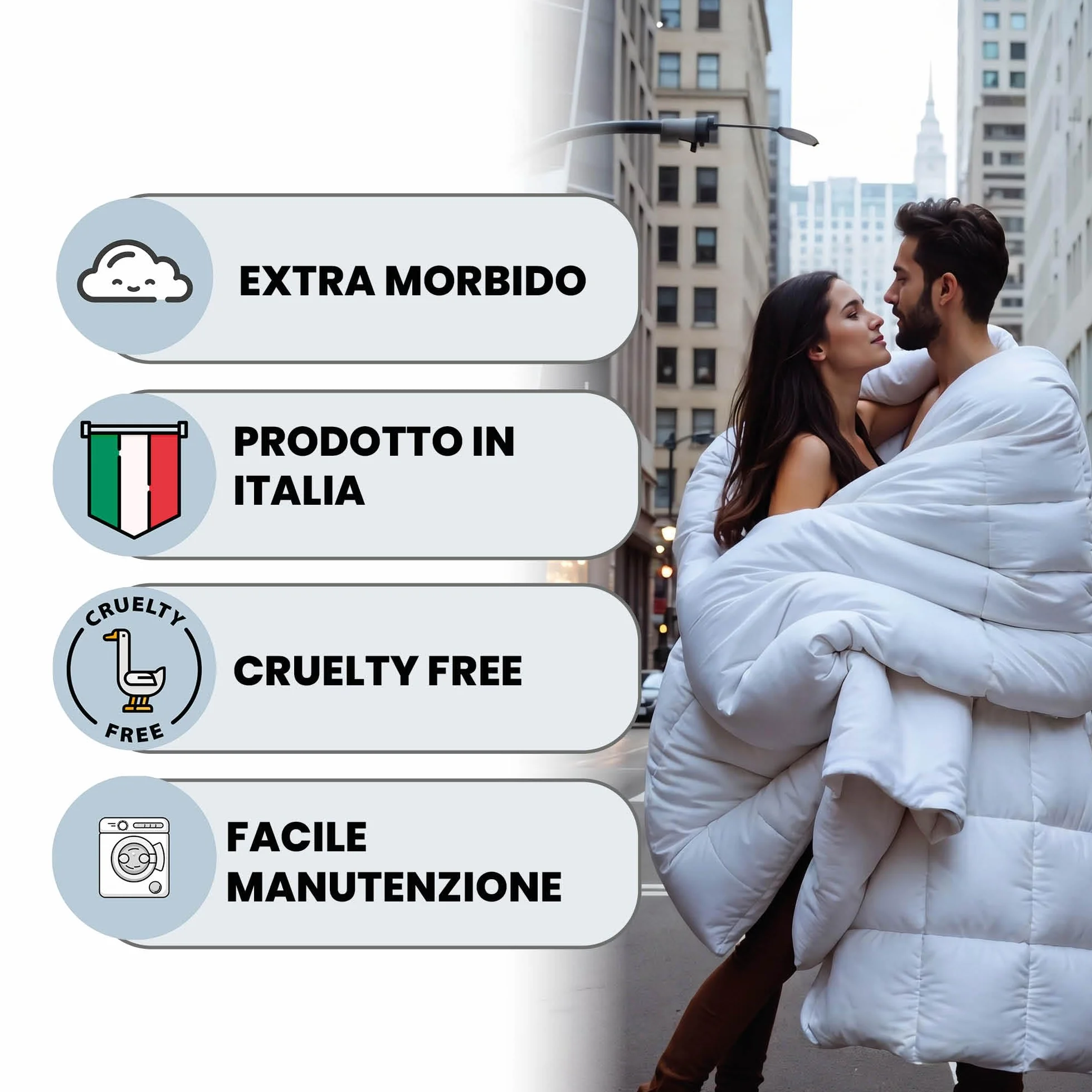 Prestige Italian Bed lniany biały zimowy pikowany 100% mikrofibra pojedynczy 150 x 200 cm