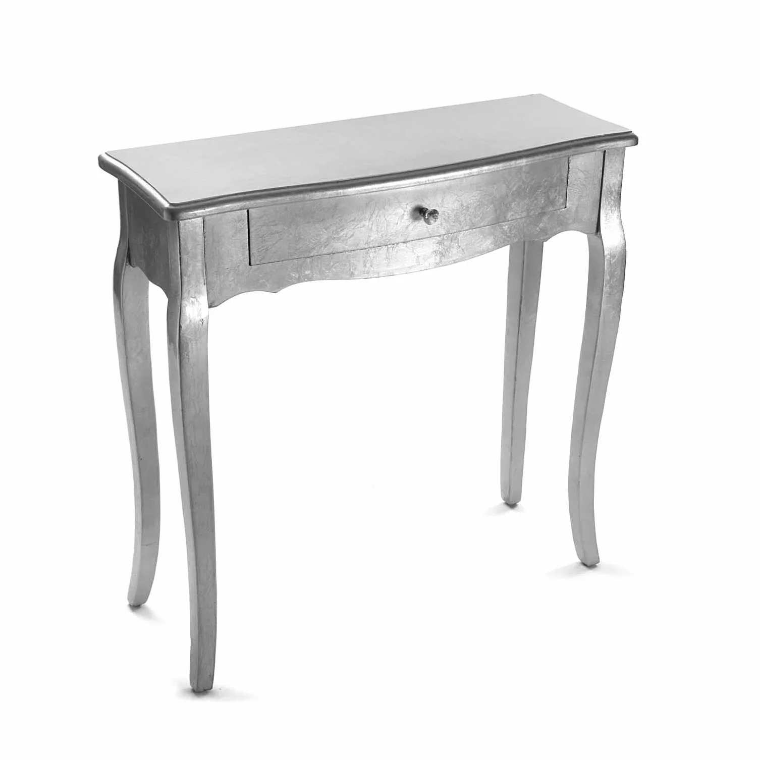 Versa Cagliari wąski mebel do przedpokoju stolik konsolowy z szufladą 80x30x80 cm srebrny