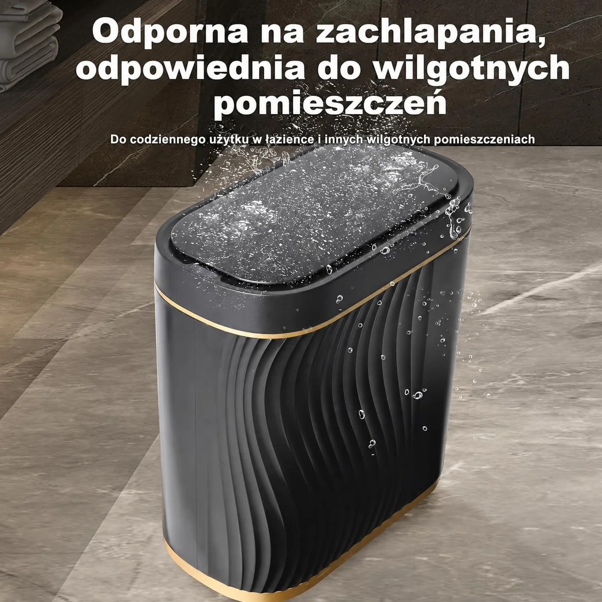 Automatyczny kosz na śmieci 8L z czujnikiem – Elektryczny pojemnik na odpady z pokrywą, hermetyczny i bezdotykowy – Kompaktowy do łazienki, kuchni, WC i biura – Cichy – Czarny