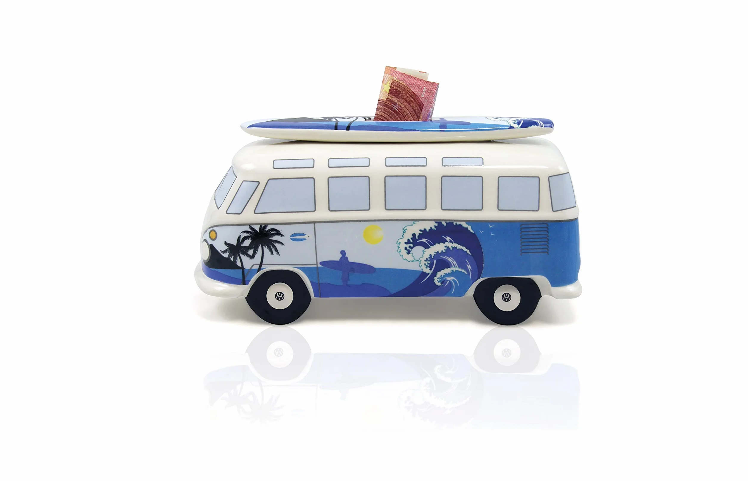 BRISA VW Collection Volkswagen Savings Bank skarbonka z deską surfingową T1 Bus Samba Surf Blue