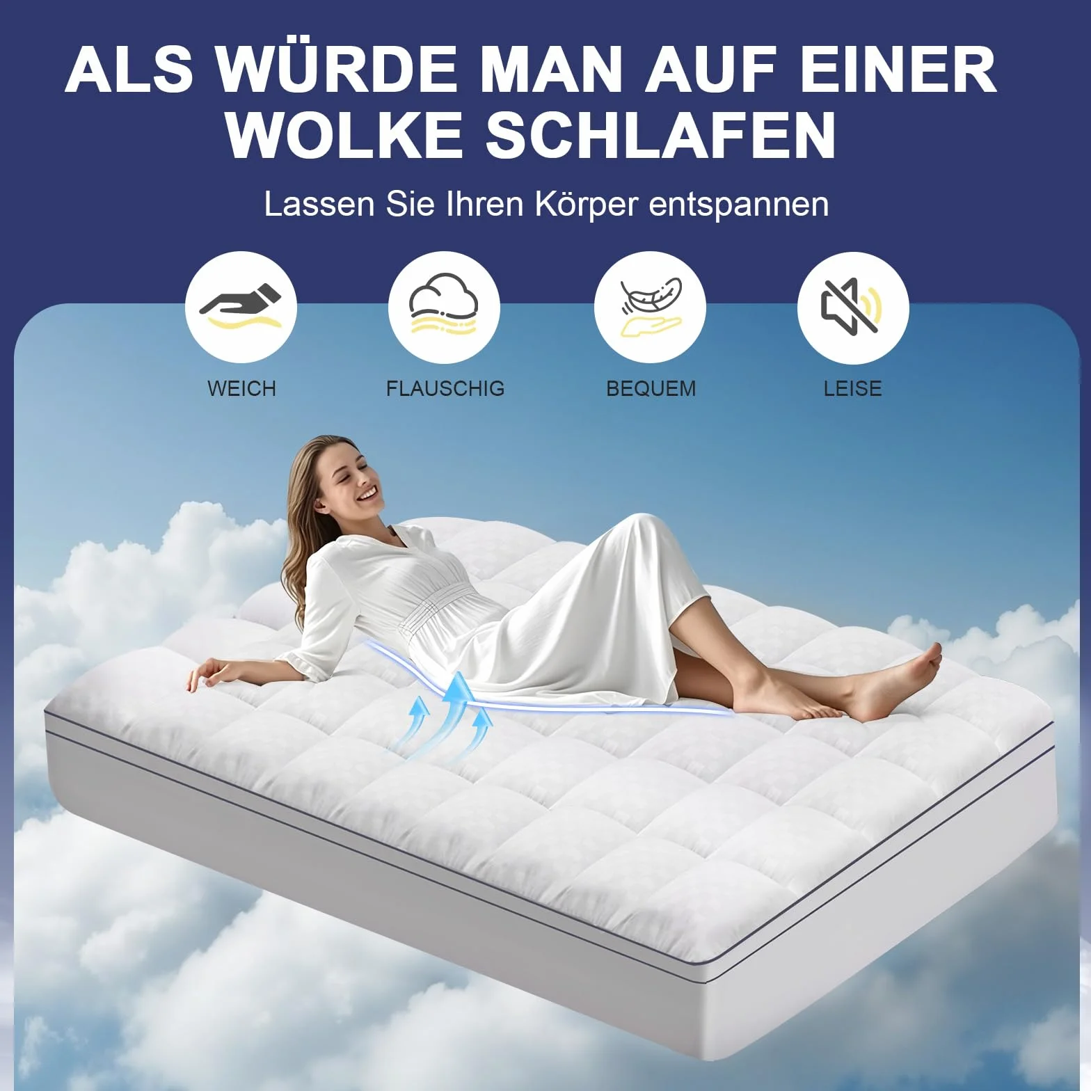 Nakładka na materac 135x190 cm 1200 g/m² hipoalergiczna antypoślizgowa