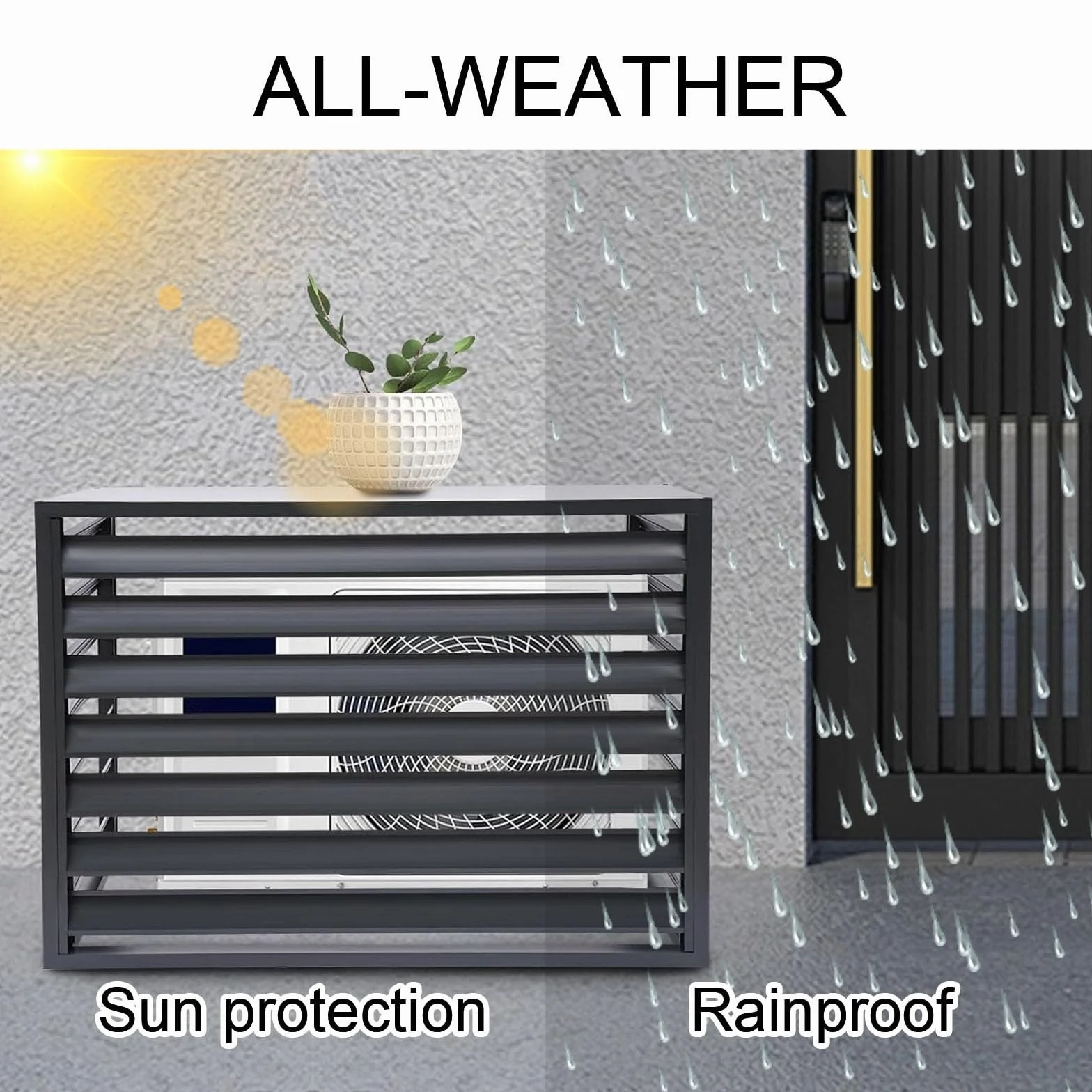 Osłony Klimatyzatorów na Zewnątrz z Aluminium, Ekrany Prywatności, Panele Ogrodzeniowe do Klimatyzatorów, Kosze Na Śmieci, Izolacja Zwierząt Domowych, Opadłych Liści, Zabezpieczenie Antykradzieżowe(Gr