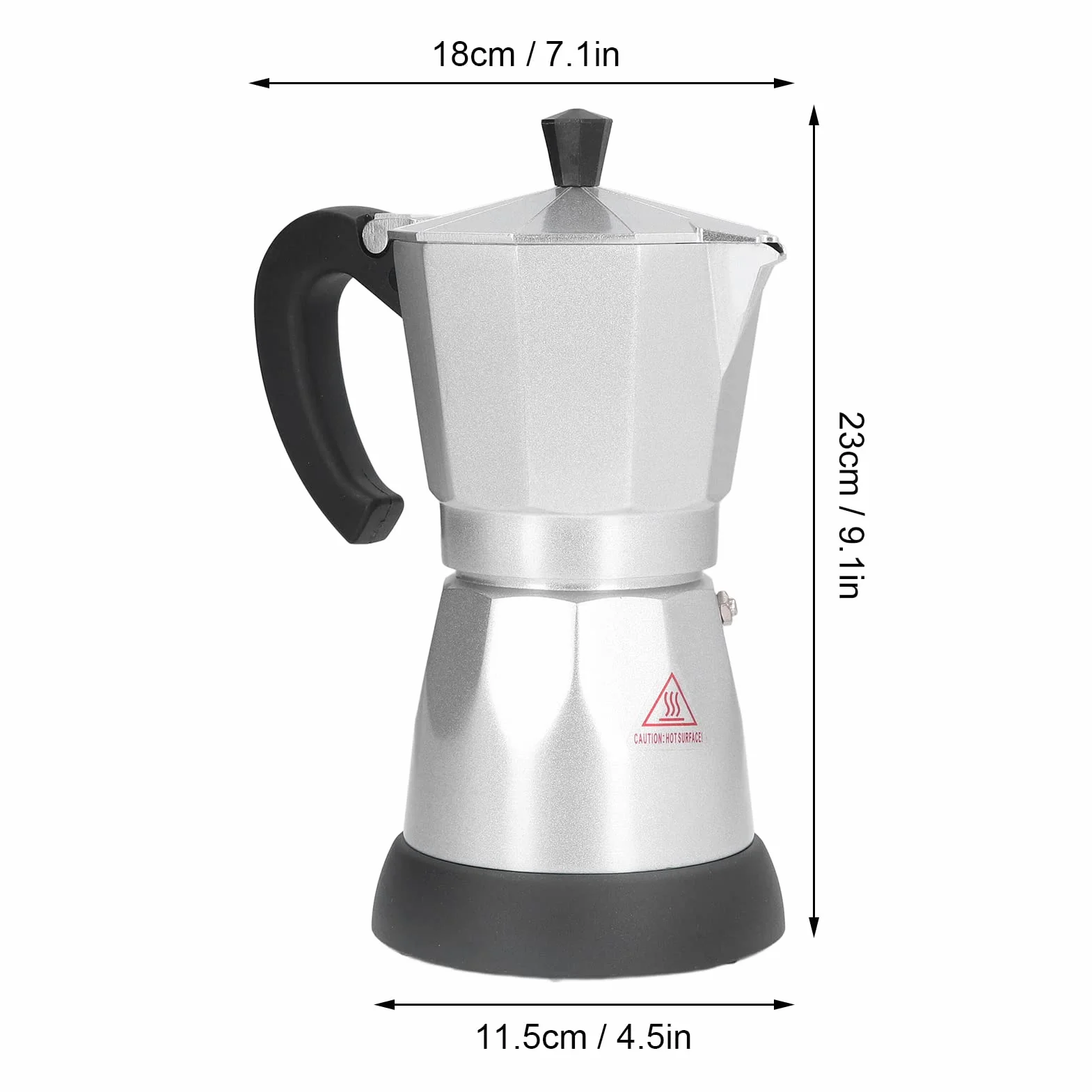 BuyWeek Elektryczny zaparzacz do espresso, 480 W, elektryczna maszyna do espresso, aluminiowy dzbanek Moka Pot 300 ml, wtyczka EU 220 V-240 V