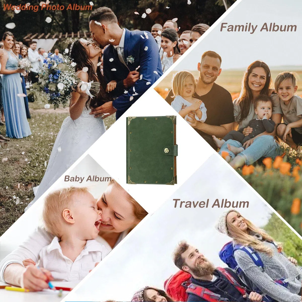 ZEEYUAN Album fotograficzny, do scrapbookingu z miękkiego albumu ze skóry DIY 60 czarnych stron Rodzina Księga gości specjalny ślub Boże Narodzenie Walentynki prezenty urodzinowe wyjątkowy prezent