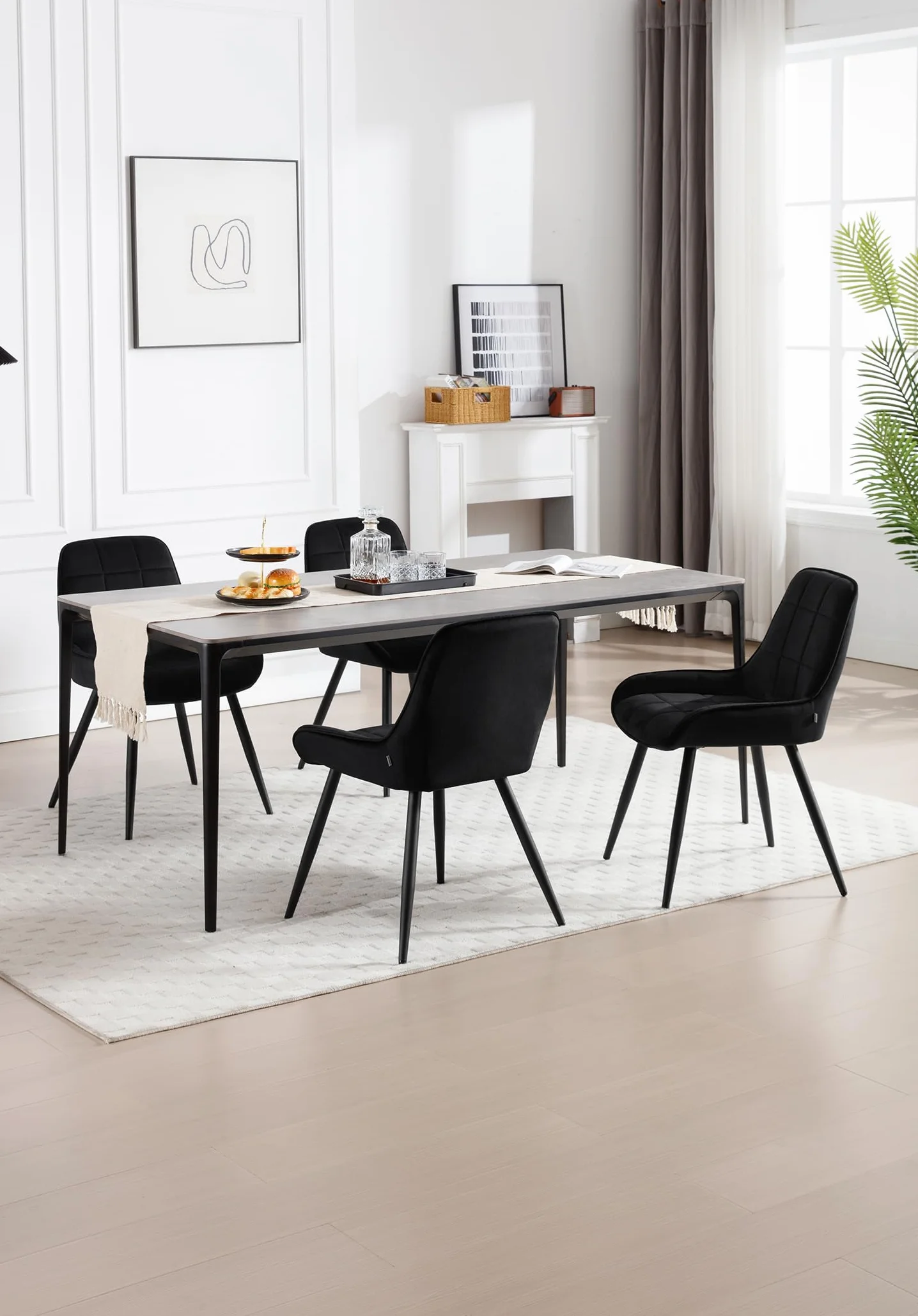 WOLTU 2 x krzesła do jadalni, tapicerowane, aksamitne, krzesło akcentujące do salonu, sypialni, kuchni, ergonomiczne krzesło z oparciem, czarne, BH331sz-2
