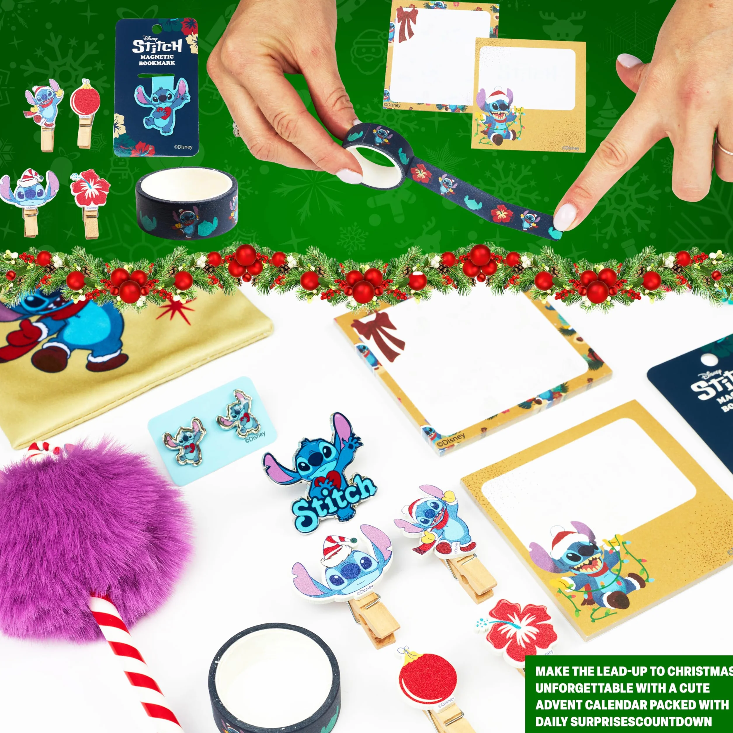 Get Trend Kalendarz adwentowy 2025 dla dziewcząt i nastolatków w pudełku prezentowym z akcesoriami, skarpetkami, artykułami piśmienniczymi, biżuterią (Stitch Advent Calendar)
