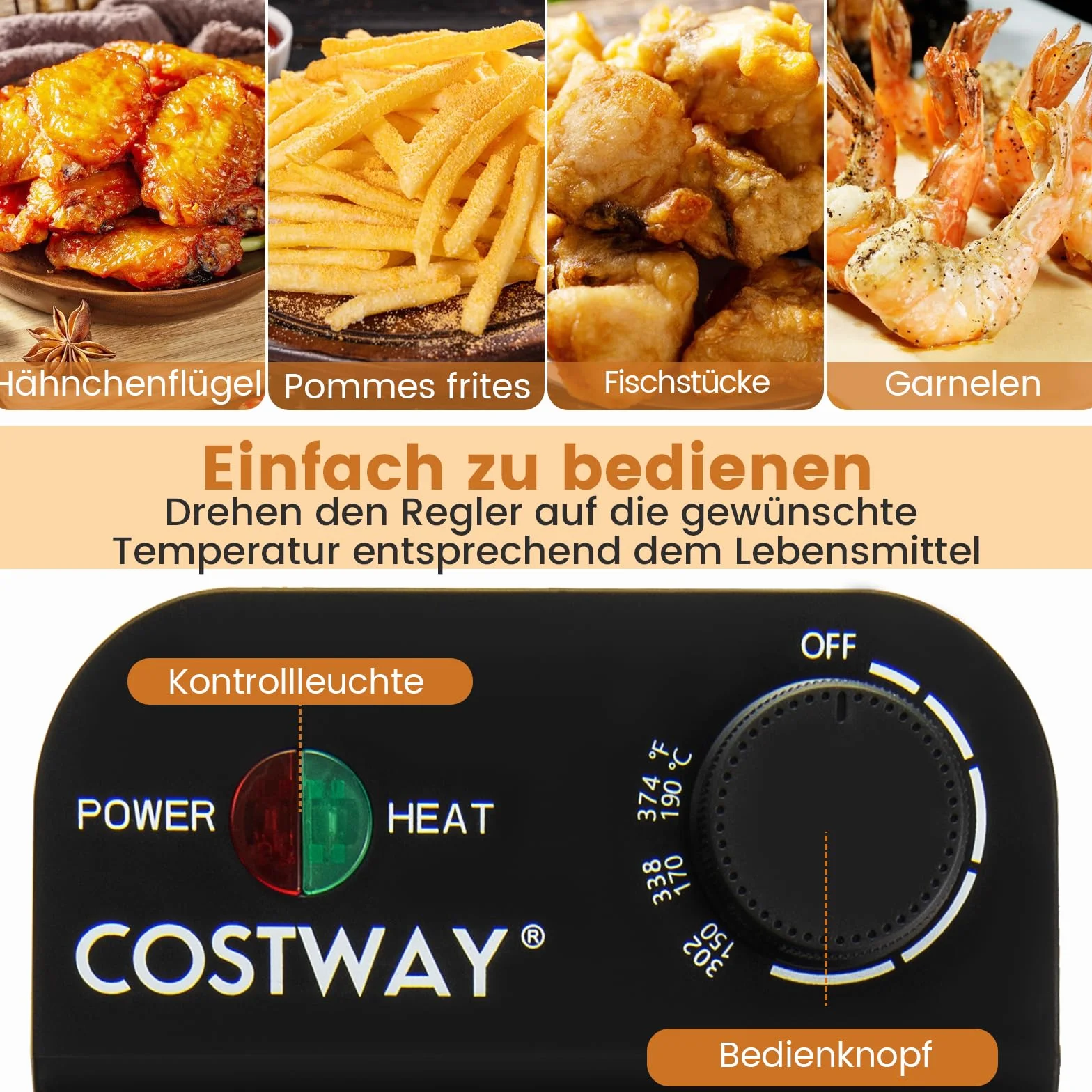 COSTWAY Elektryczna frytkownica olejowa 2000 W, 5 l, stal nierdzewna, 3 kosze, regulowana temperatura i pokrywa okienna, frytkownica na tłuszcz do kuchni i użytku domowego