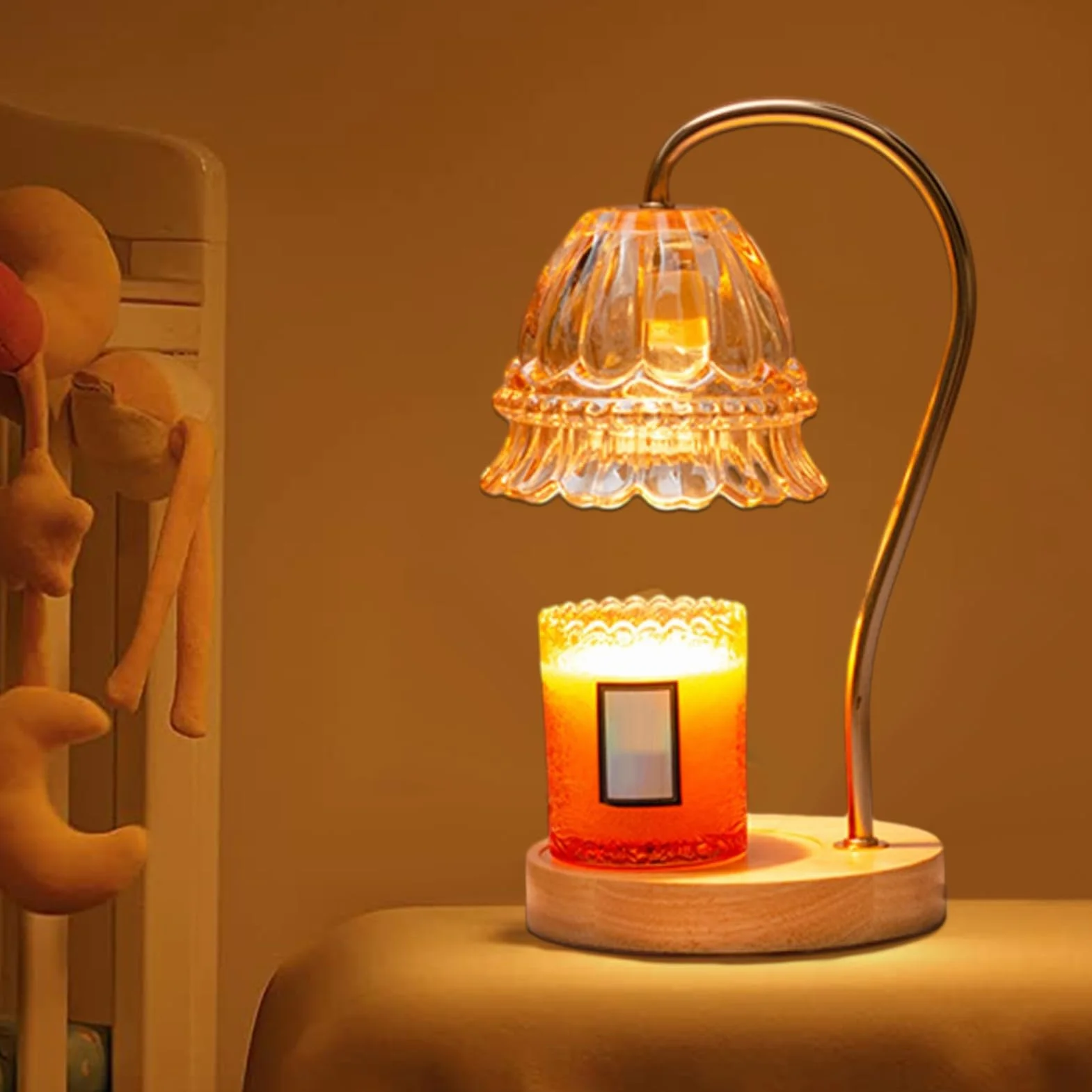 Lampa do podgrzewania świec z zmierzchem, regulowany elektryczny podgrzewacz świec, cieplejszy czujnik światła, z 2 lampami do szklanych świec, bezpłomieniowe świece zapachowe do stołu, salonu