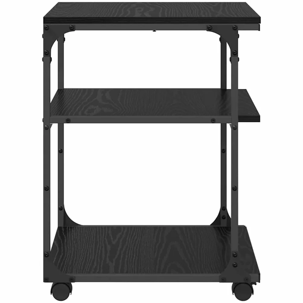 vidaXL Stojak na drukarkę Czarny Dąb 43 x 48 x 64 cm, Stojak na drukarkę, prostokątny, industrialny, wielopoziomowy organizer, mobilne meble, miejsce na dokumenty