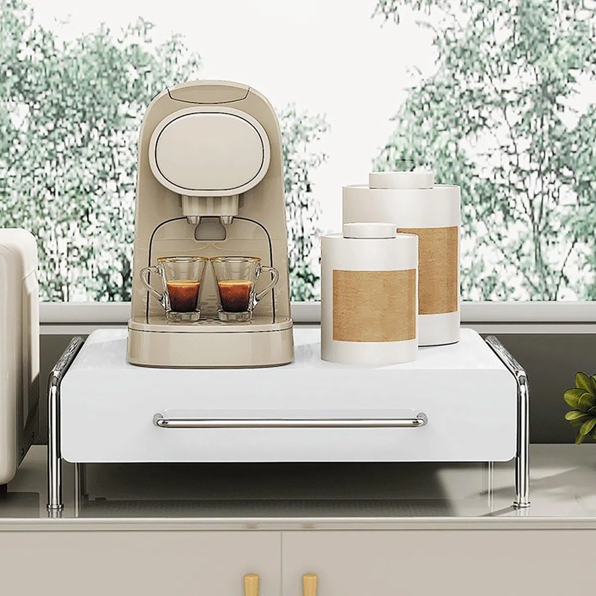 Kapsułka do kawy z wysuwaną szufladą i panelem siatkowym – wydajne rozwiązanie do przechowywania w kuchni do kapsułek Nespresso, Keurig i Dolce Gusto