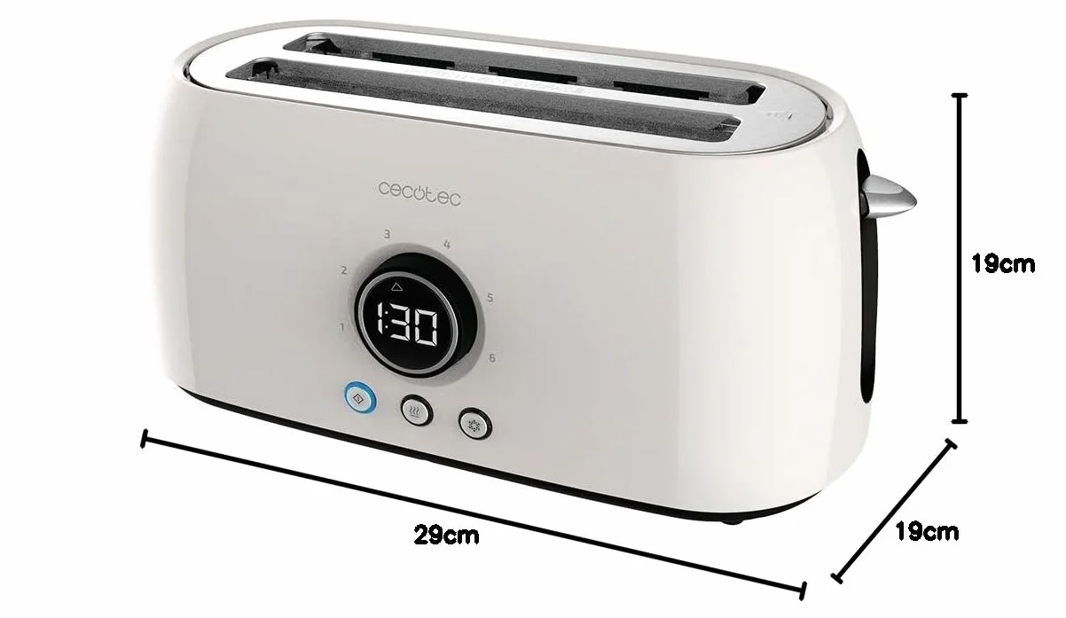 Cecotec ClassicToast 15000 Beige ExtraDouble cyfrowy toster 2 szerokie długie otwory