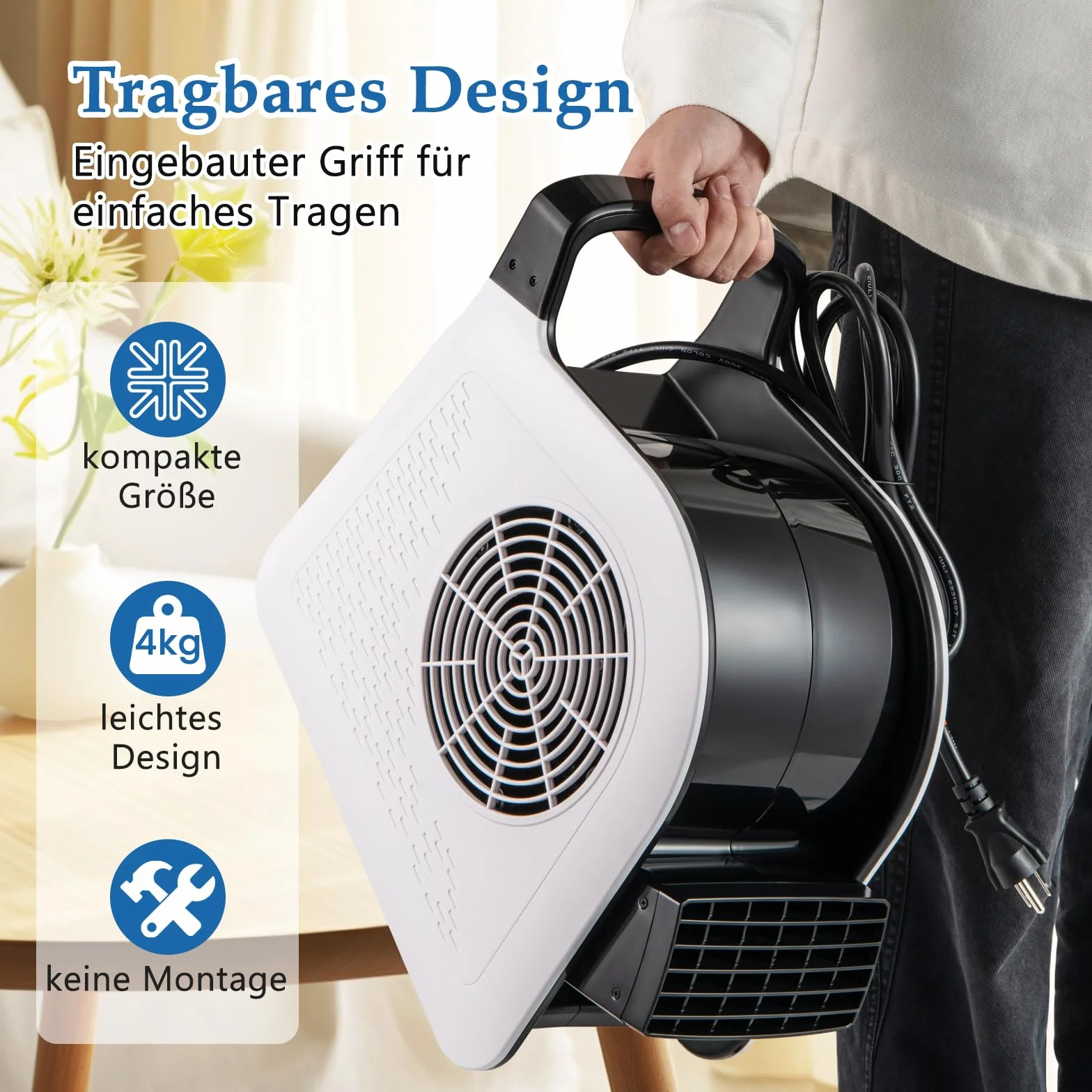 COSTWAY Dmuchawa podłogowa 130 W 3 prędkości głowica obracana 185° wentylator stojący