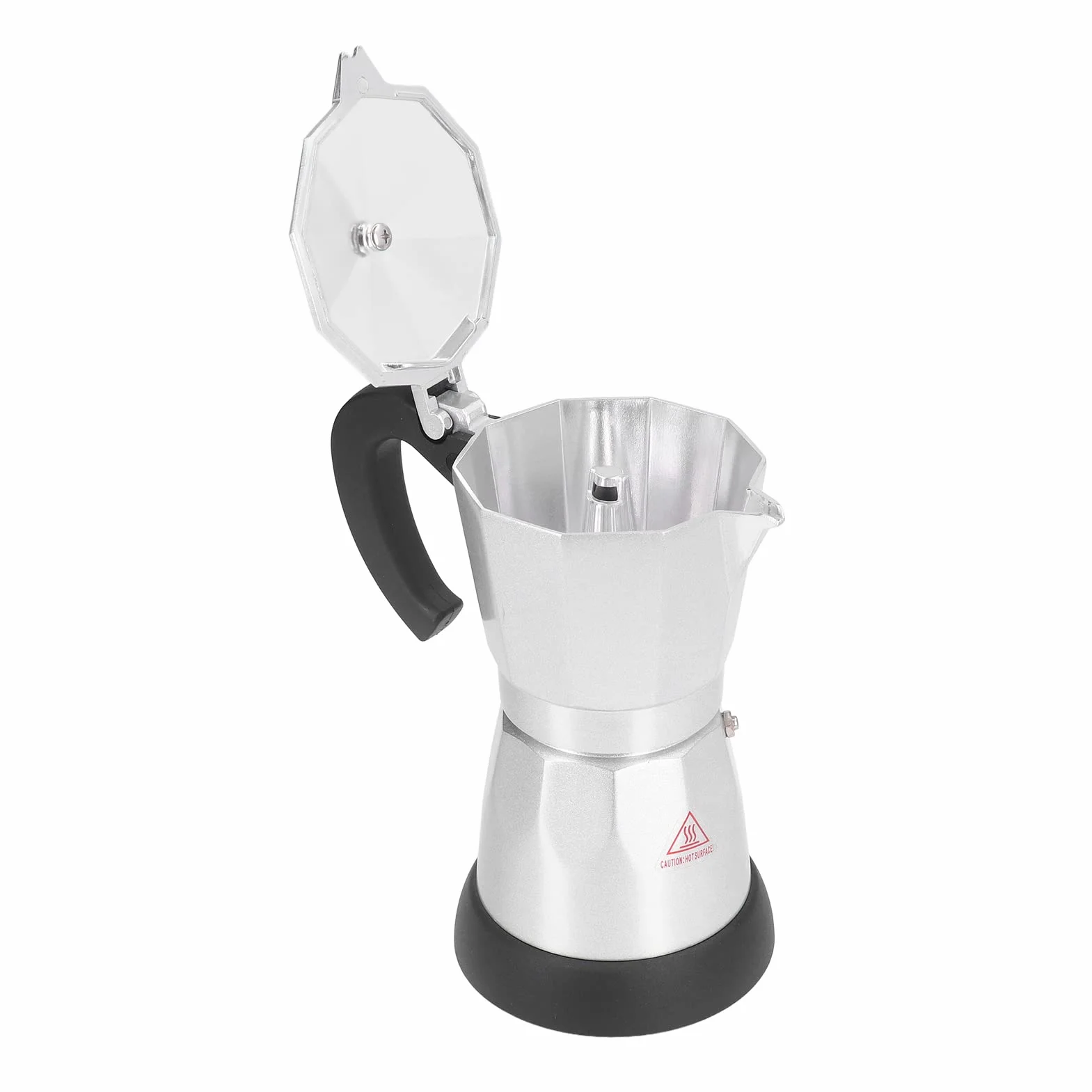 BuyWeek Elektryczny zaparzacz do espresso, 480 W, elektryczna maszyna do espresso, aluminiowy dzbanek Moka Pot 300 ml, wtyczka EU 220 V-240 V