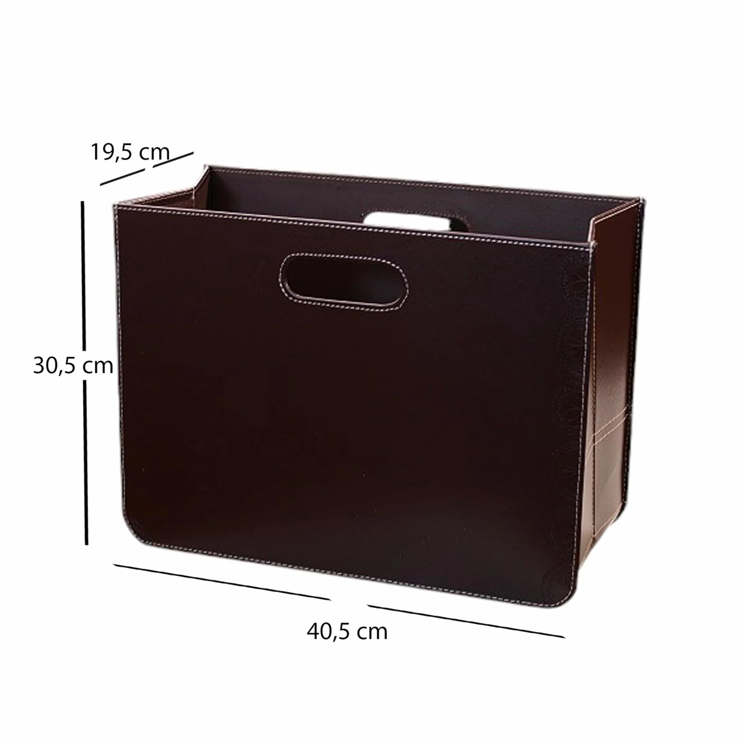 Designerski kosz na gazety biznesowy, sztuczna skóra, 40,5 x 30,5 x 19,5 cm (szer. x wys. x gł.), brązowy, składany uchwyt na czasopisma, szlachetne pudełko na gazety, stojak na gazety, pojemnik na