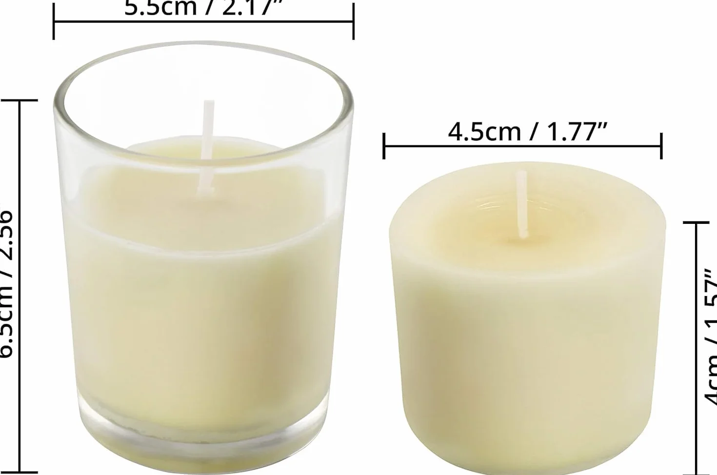 Belle Vous Bezzapachowe Szklane Świeczki Wotywne (24-pak) - Czas Panelnia 12 godzin- Wykonane z Czystego Szkła z Ręcznie Wlewanym Naturalnym Woskiem- Idealne na Śluby, do Spa, i Wystroju Domu