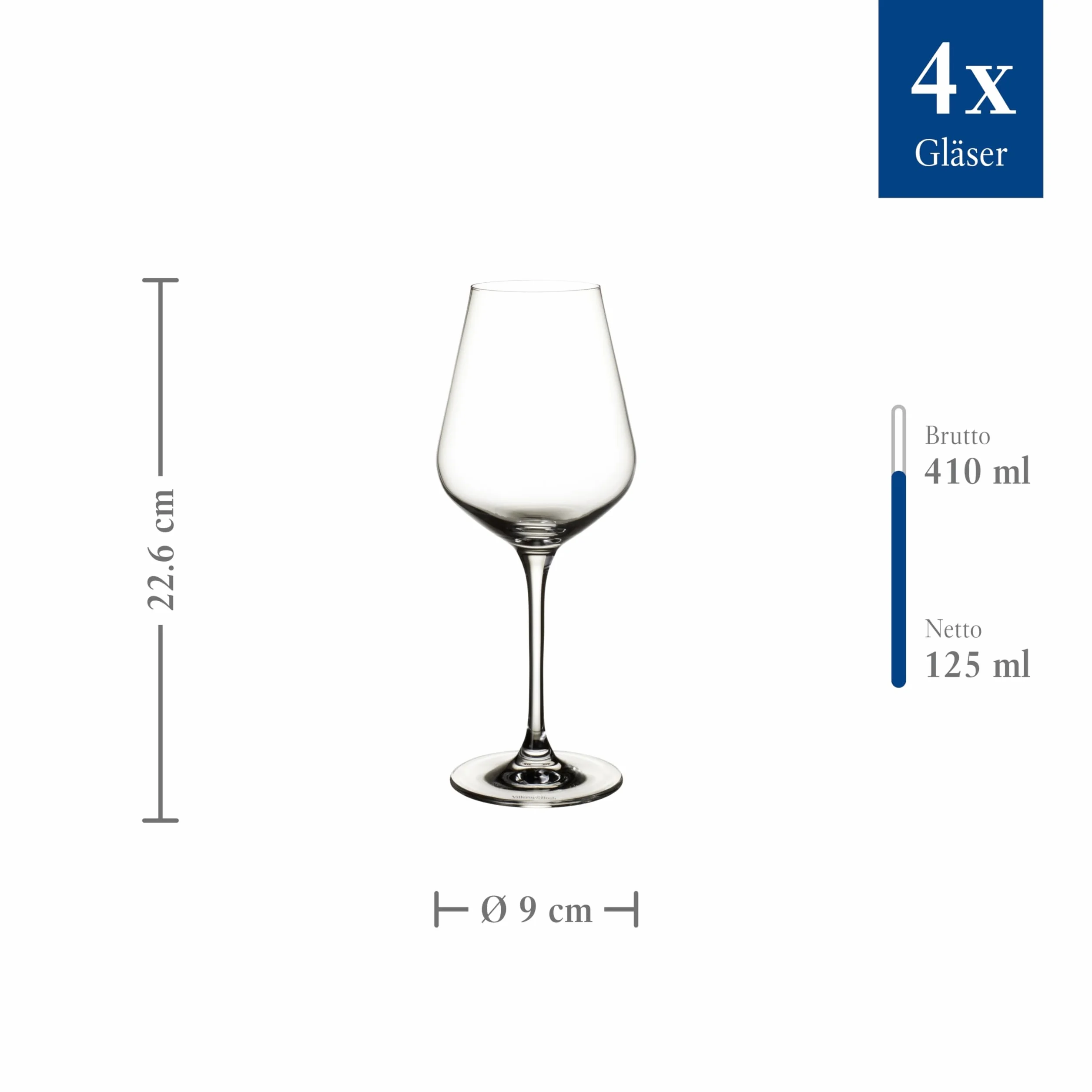 Villeroy & Boch - La Divina, Kieliszek do białego wina, zestaw 4 sztuki, 380ml, szkło kryształowe, można myć w zmywarce