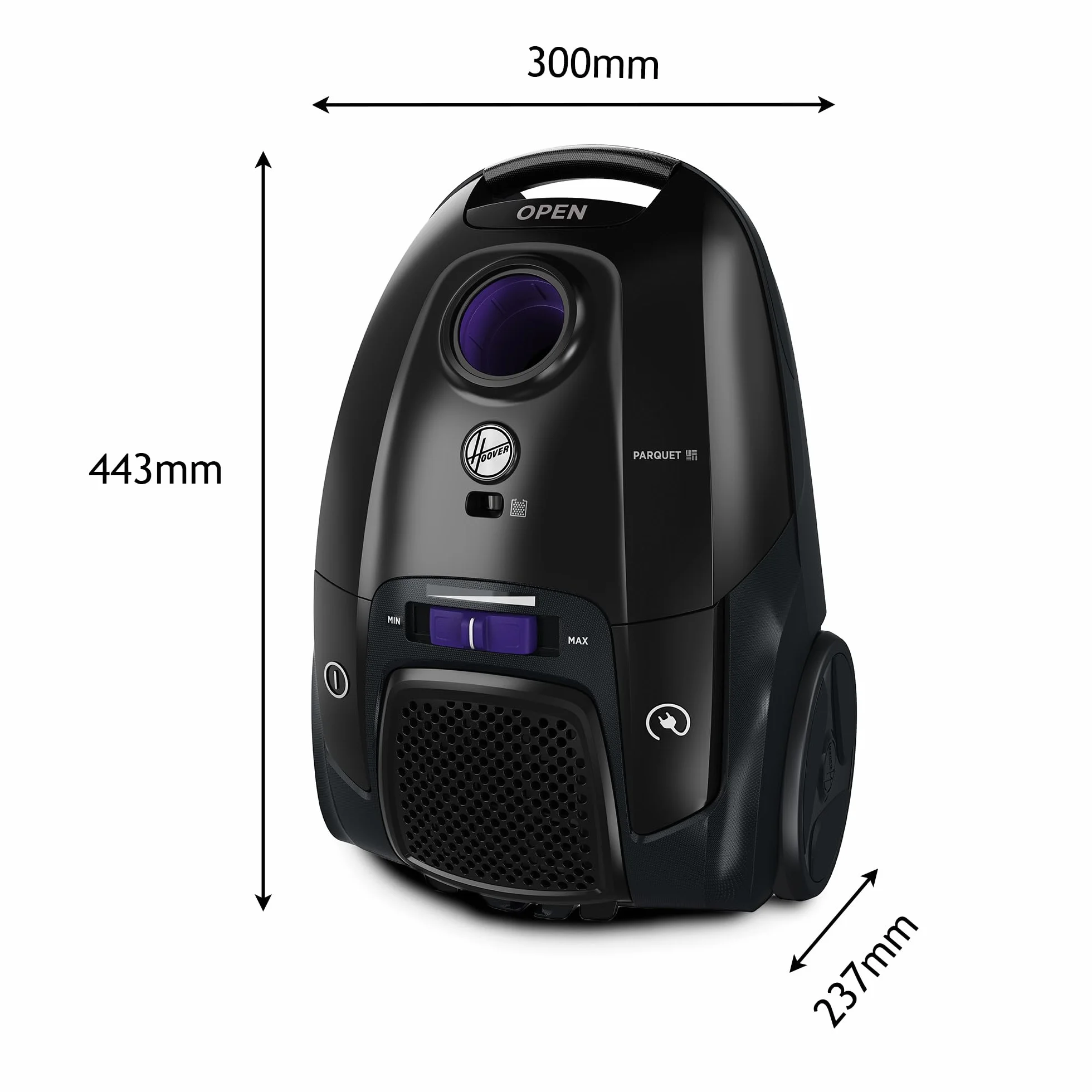 Hoover Telios odkurzacz podłogowy z workiem – kompaktowy, cichy 69 dBA, worek 3,5 l, lekki odkurzacz przewodowy, dysza do parkietu, zintegrowane akcesoria, promień roboczy 9,6 m, filtr pyłu EPA12